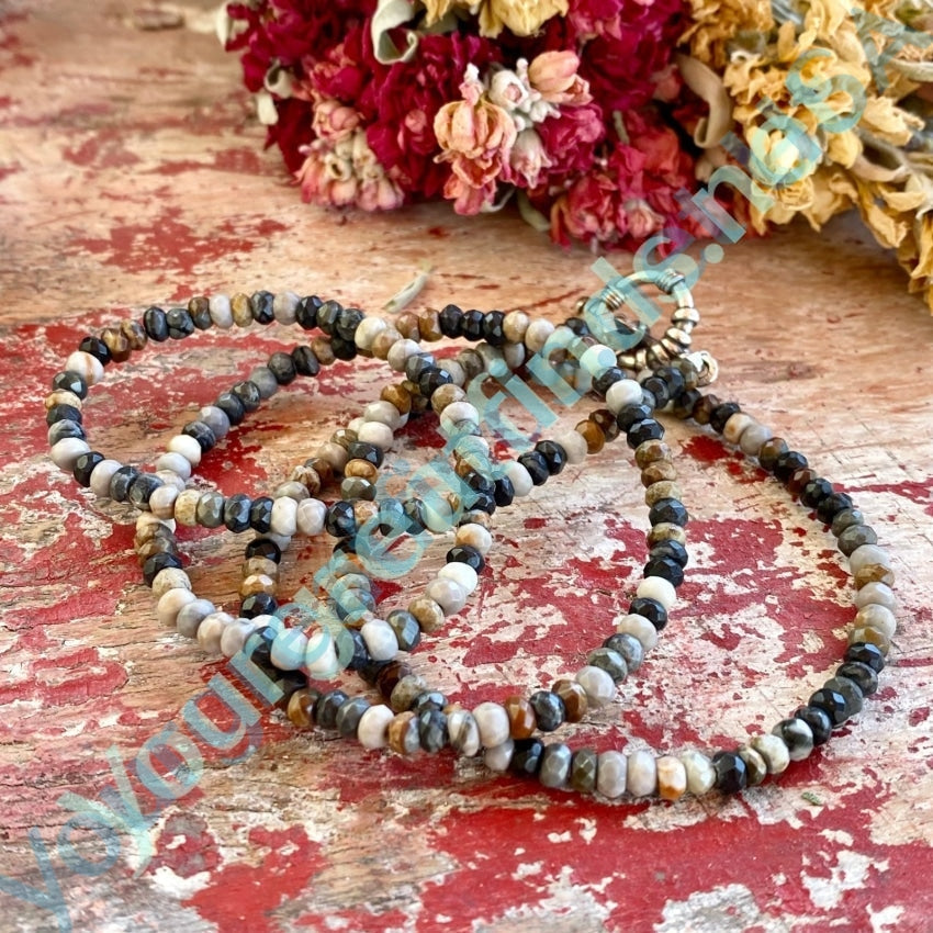Tiny Faceted Gemstone Beaded Necklace Sterling Silver - Elegant Handmade Jewelry for Women, Perfect for Weddings, Parties & Everyday Wear