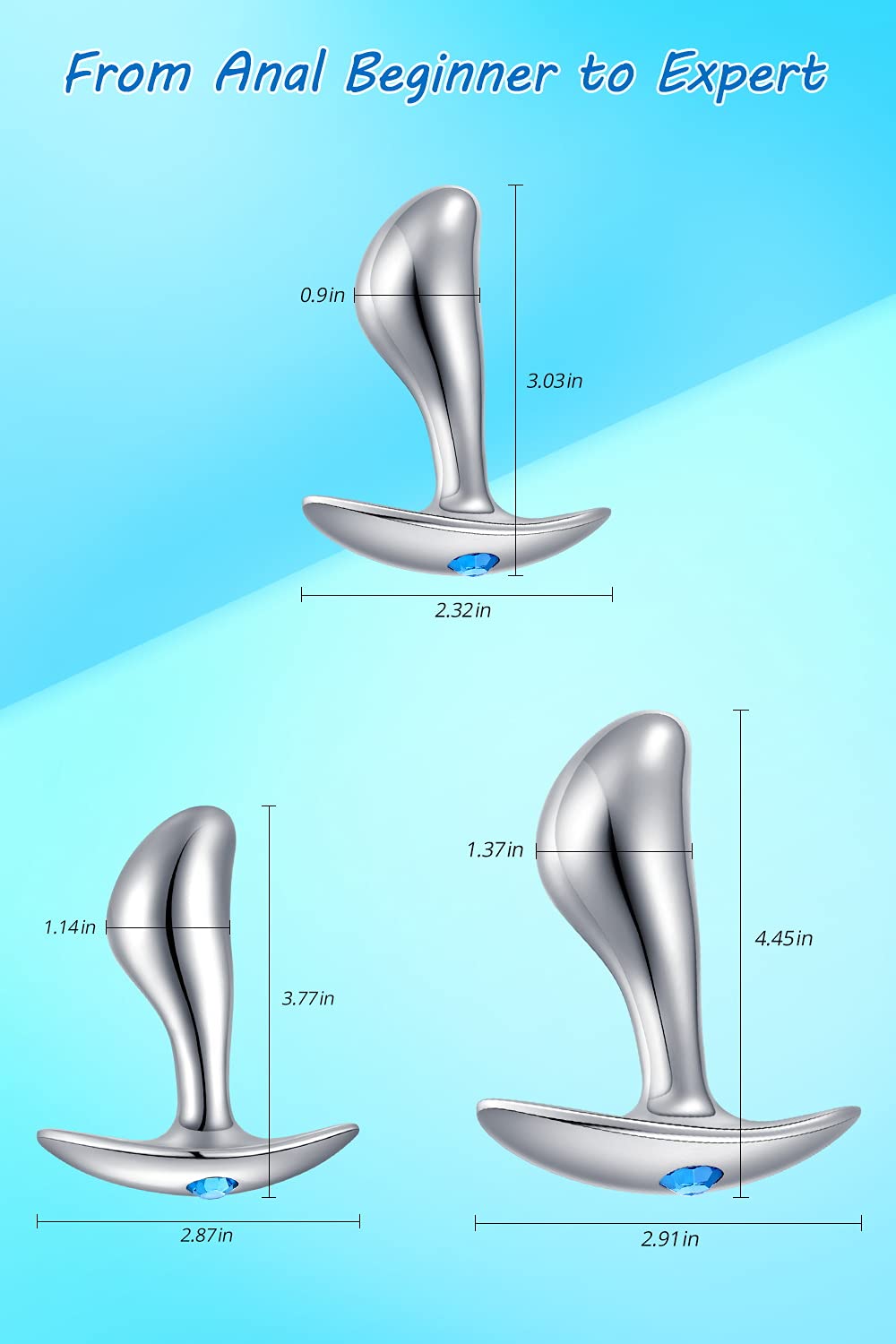 Premium 3-Piece Anal Plug Trainer Kit with Flared Base - Jewelry Style Prostate Massager for Men & Women - Beginner Friendly Adult Sex Toys - Perfect for Solo Play, Couples & BDSM Exploration