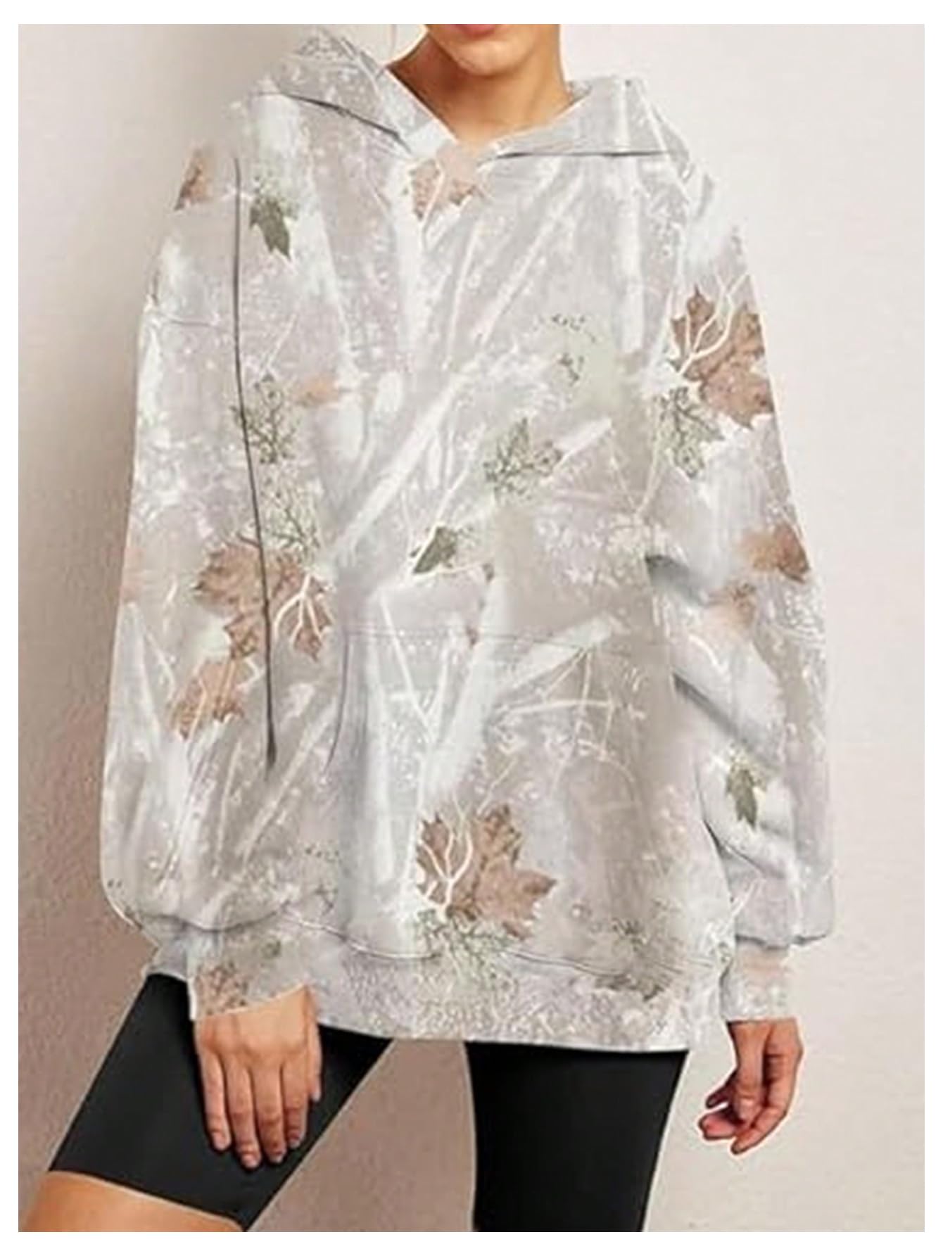 SOLY HUX Women's Fleece Hooded Sweatshirt - Long Sleeve Pullover with Kangaroo Pocket, Cozy Printed Hoodie for Casual Wear, Outdoor Activities & Lounge