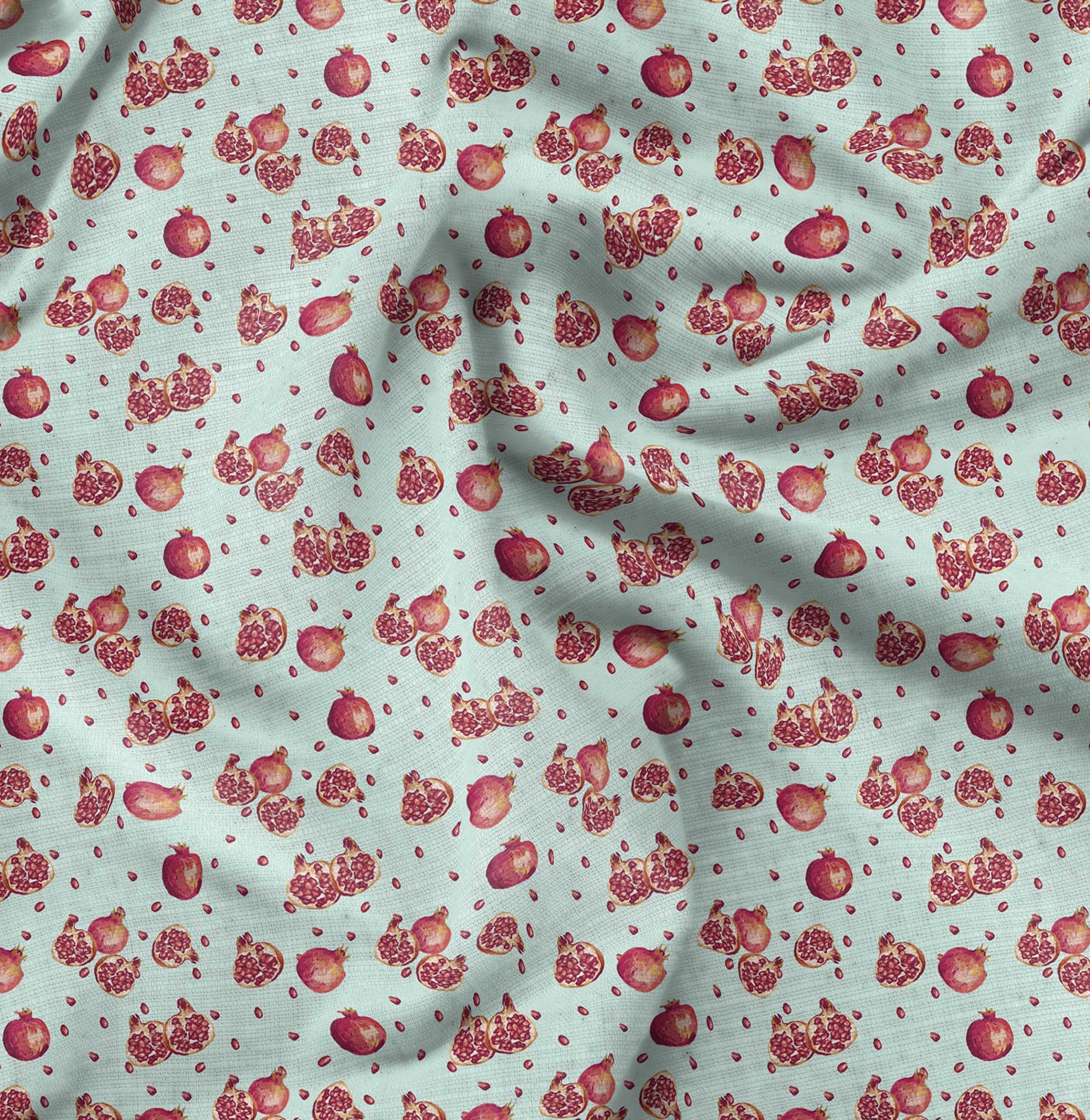 Soimoi Moss Georgette Green Fabric by The Yard - 42 Inch Wide Pomegranate Fruits Printed Material - Exotic Design for Dresses, Curtains & DIY Fashion Projects - Lightweight & Flowy Fabric for Sewing, Home Decor & Crafting