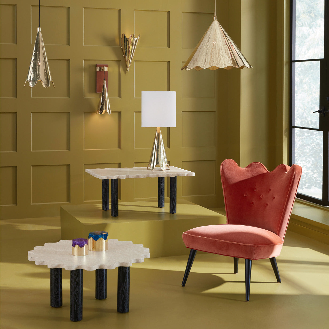 Modern Ripple Round Cocktail Table - Stylish Coffee & Side Table for Living Room, Patio & Outdoor Decor - Perfect for Entertaining Guests & Relaxing