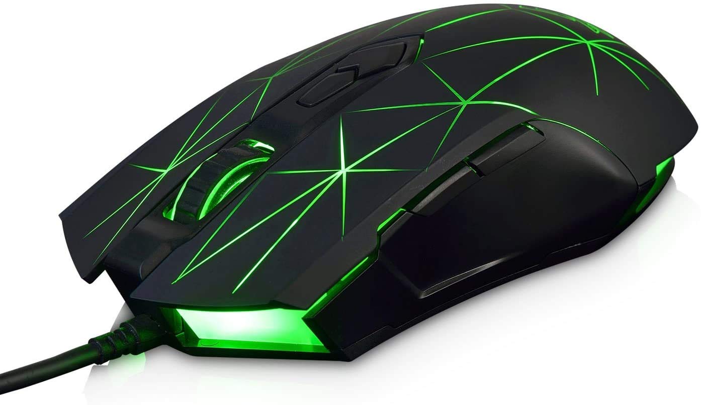 LexonElec RGB Wired Gaming Mouse - 7 Programmable Buttons, 2500 DPI Adjustable, Ergonomic USB Optical Mouse for PC Laptop (Windows/Mac/Linux Compatible) - Star Black - Best for FPS, MOBA, MMO Games & Office Work