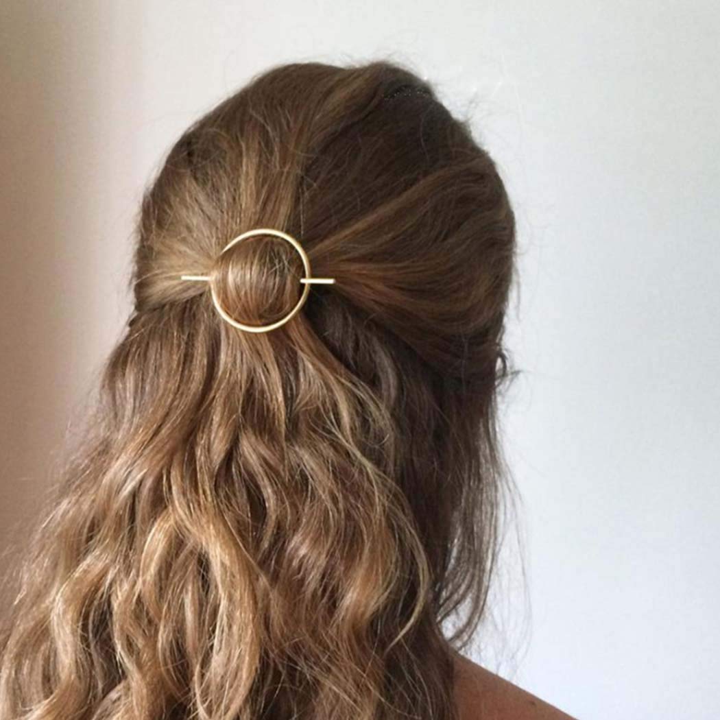 Dreamyn Round Hair Clips - Hollow Circle Hair Barrettes for Women - Fashion Geometric Hairpins - Minimalist Hair Accessories & Jewelry (Silver) - Perfect for Office, Party & Everyday Wear
