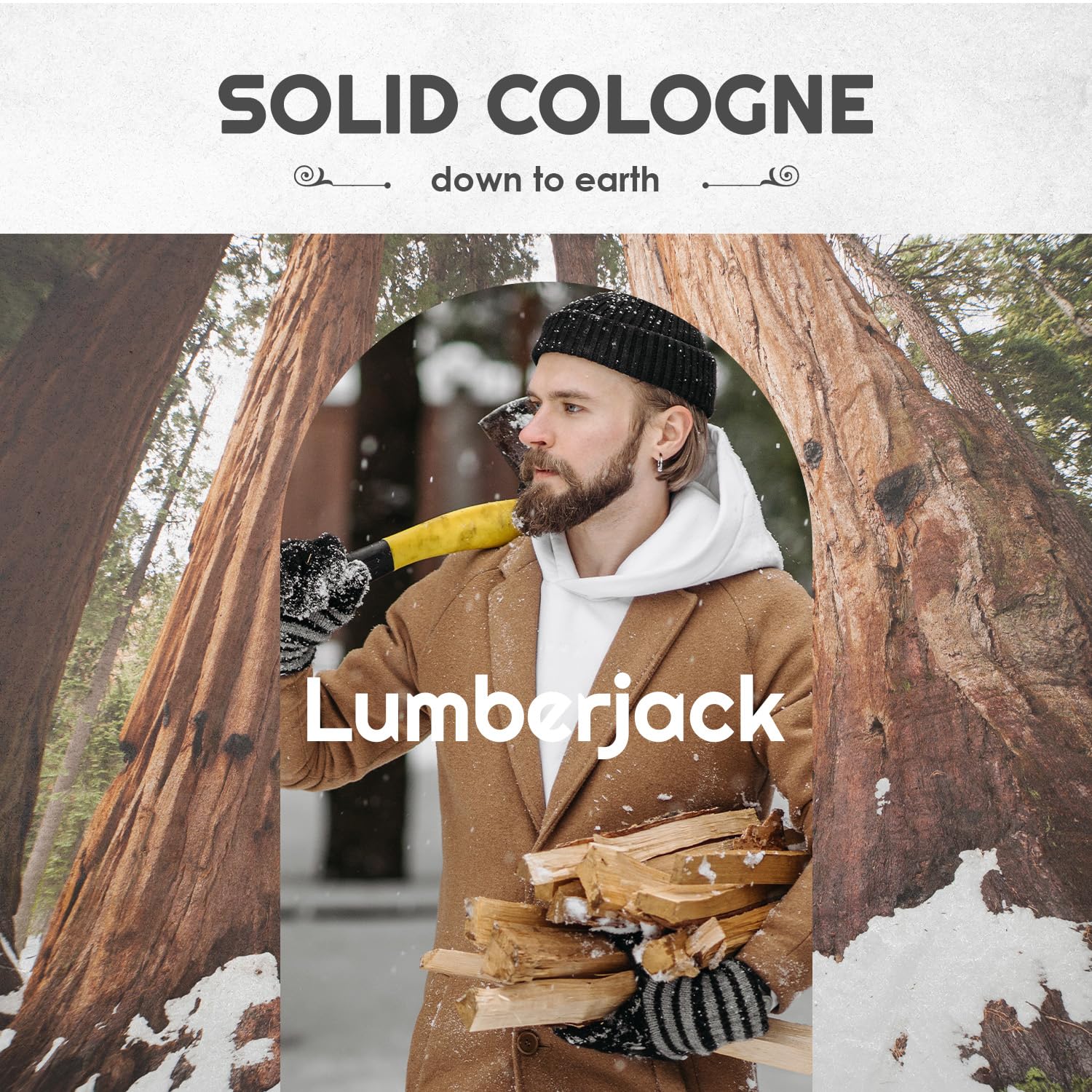 Natural Lumberjack Solid Cologne for Men - Wooden Scented Fragrance Wax (3/4 oz Travel Size) - Perfect for Outdoor Adventures, Camping & Daily Wear