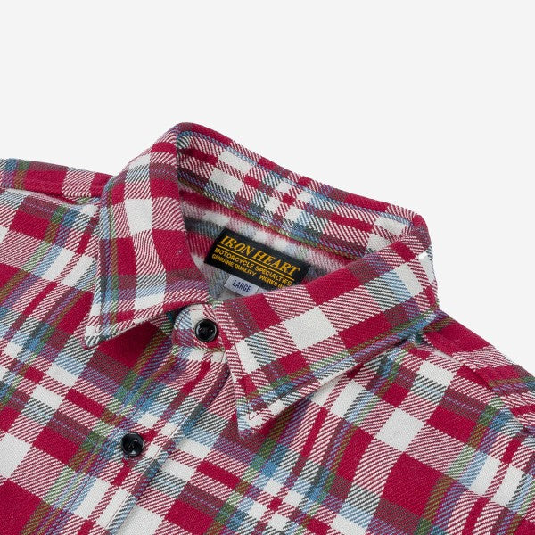 Iron Heart IHSH-371 Ultra Heavy Flannel Work Shirt - Red Crazy Check Plaid for Men | Durable Outdoor & Workshop Shirt for Cold Weather Workwear
