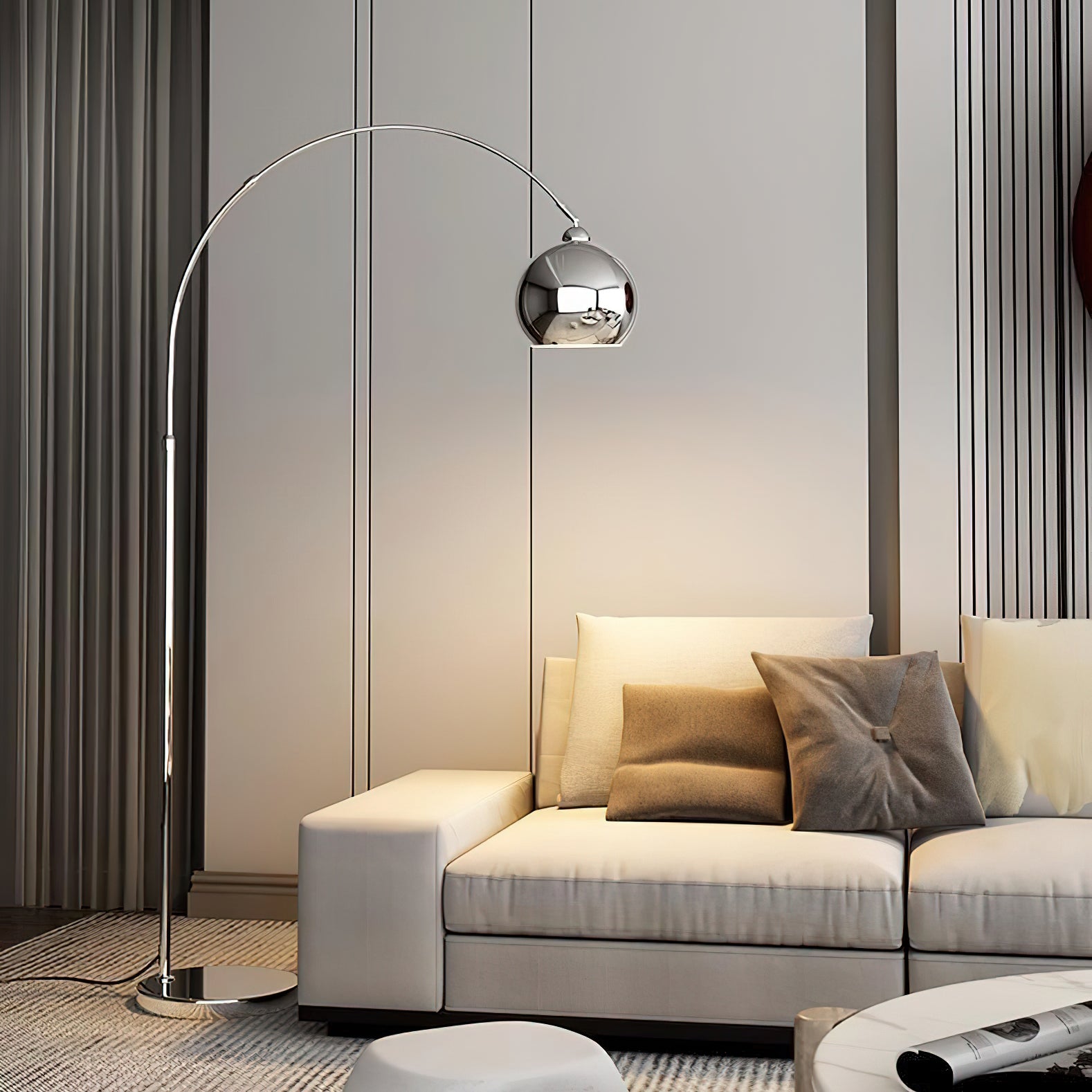 Modern Angler Floor Lamp - Adjustable LED Reading Light for Living Room, Bedroom & Office - Dimmable Standing Lamp with Flexible Gooseneck Design - Perfect for Reading, Working & Relaxing