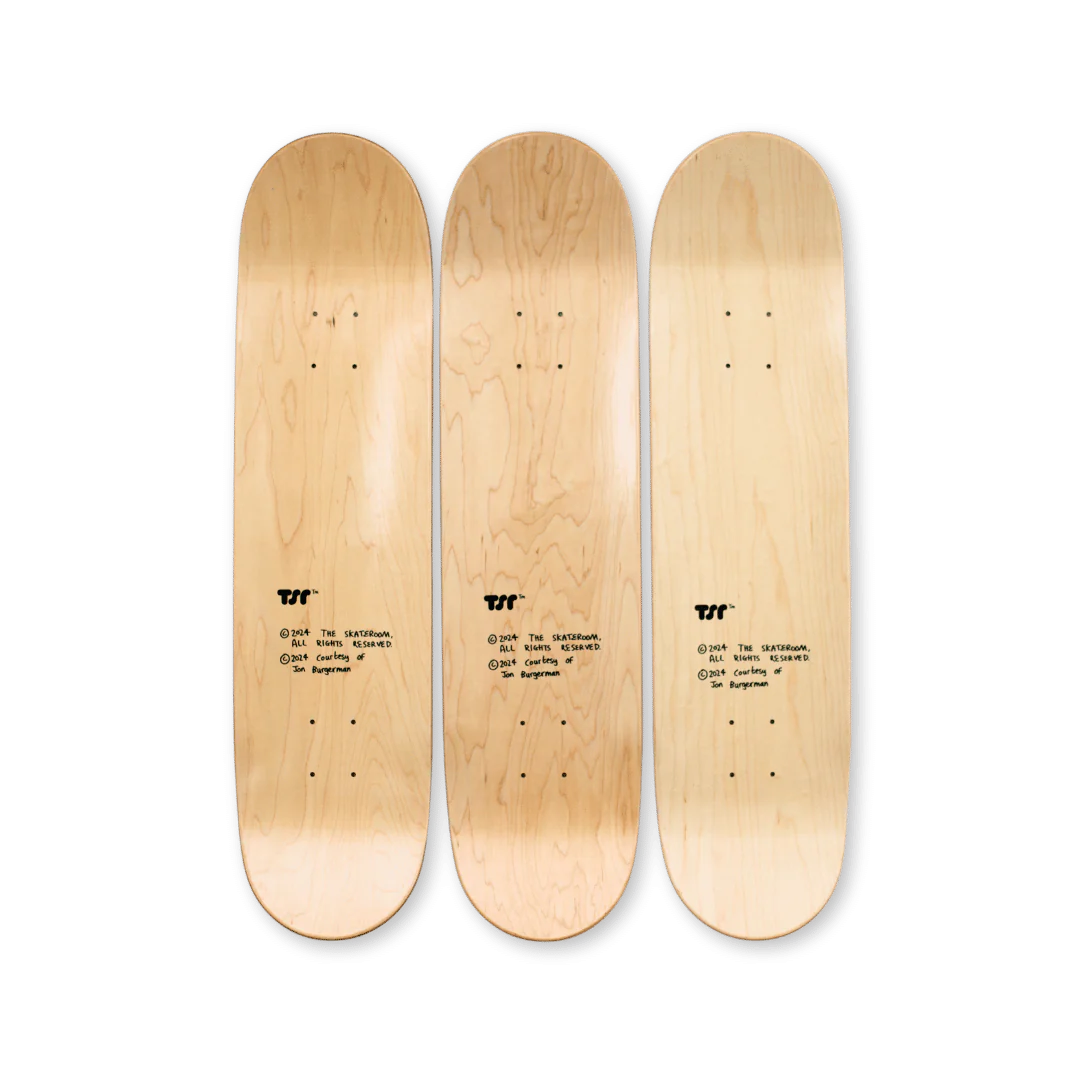 Jon Burgerman Gowanus Haze Triptych Skateboard Decks - Limited Edition Art Skateboards for Collectors & Skaters - Perfect for Wall Decor, Skateboarding & Urban Art Collections