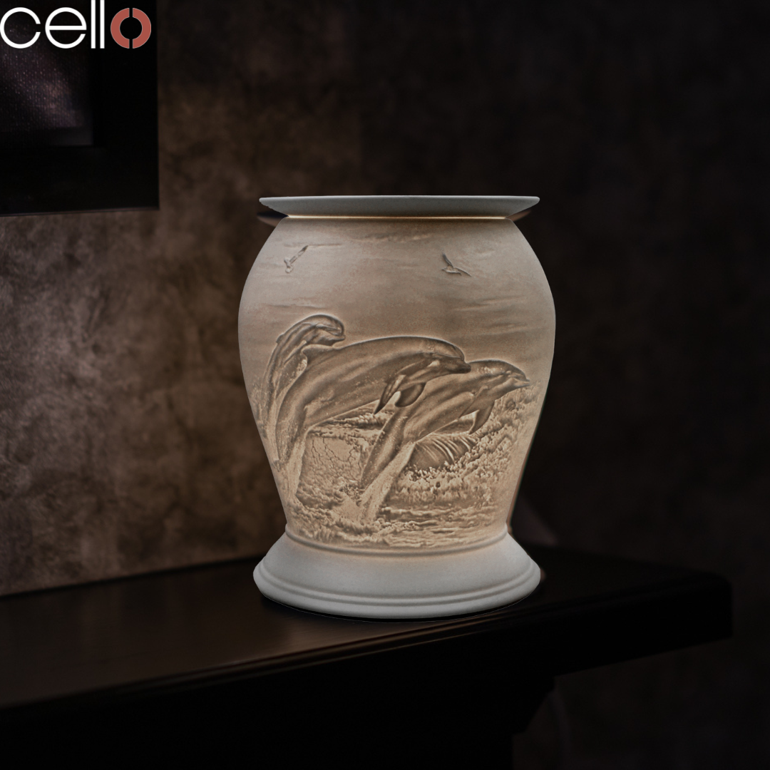Electric Wax Warmer with Porcelain Barrel - Dolphin Design for Home Aromatherapy, Relaxation & Decor