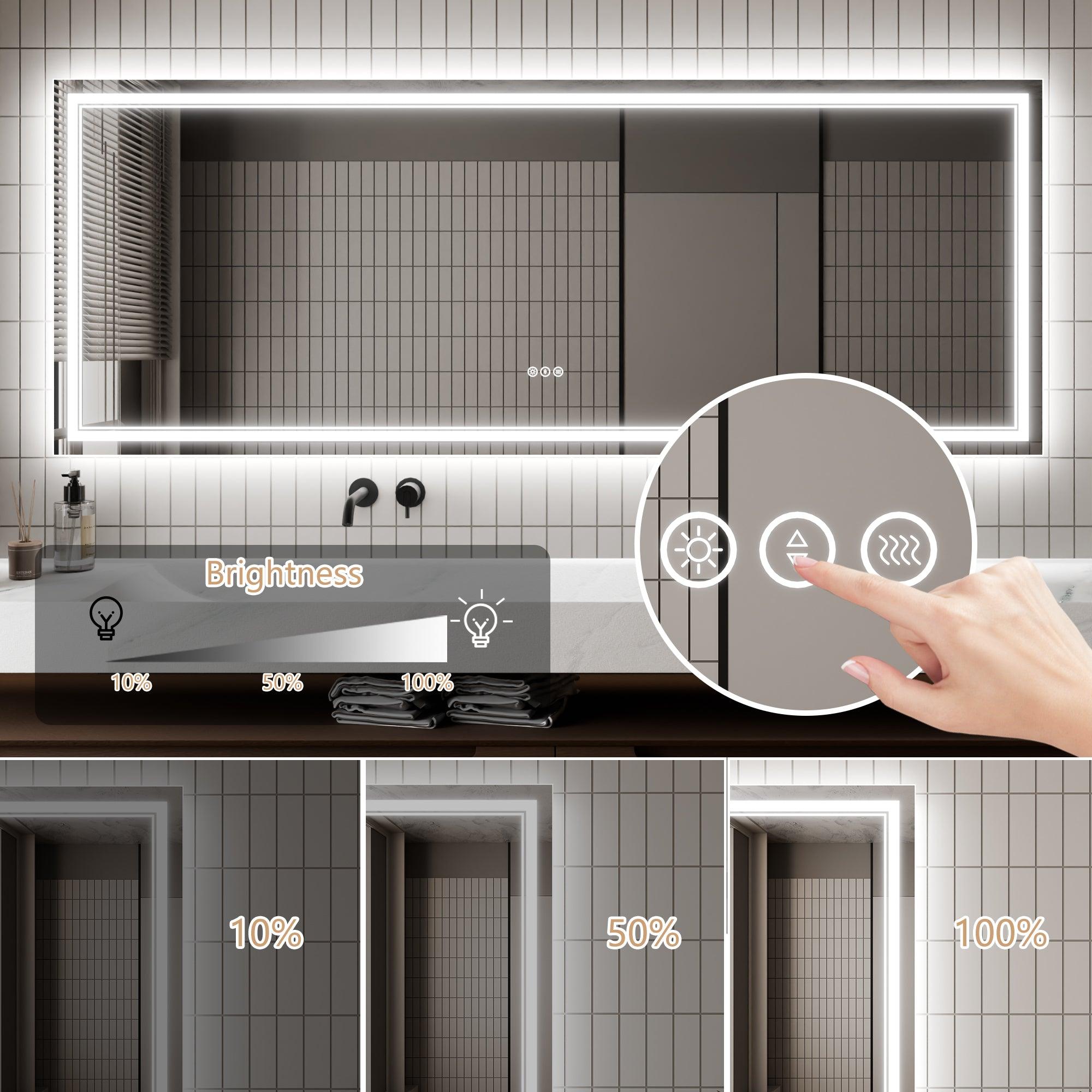 Anti-Fog LED Bathroom Mirror with Dimmable Backlit & Touch Switch - GlareGuard Illuminated Vanity Mirror for Makeup, Shaving & Home Decor