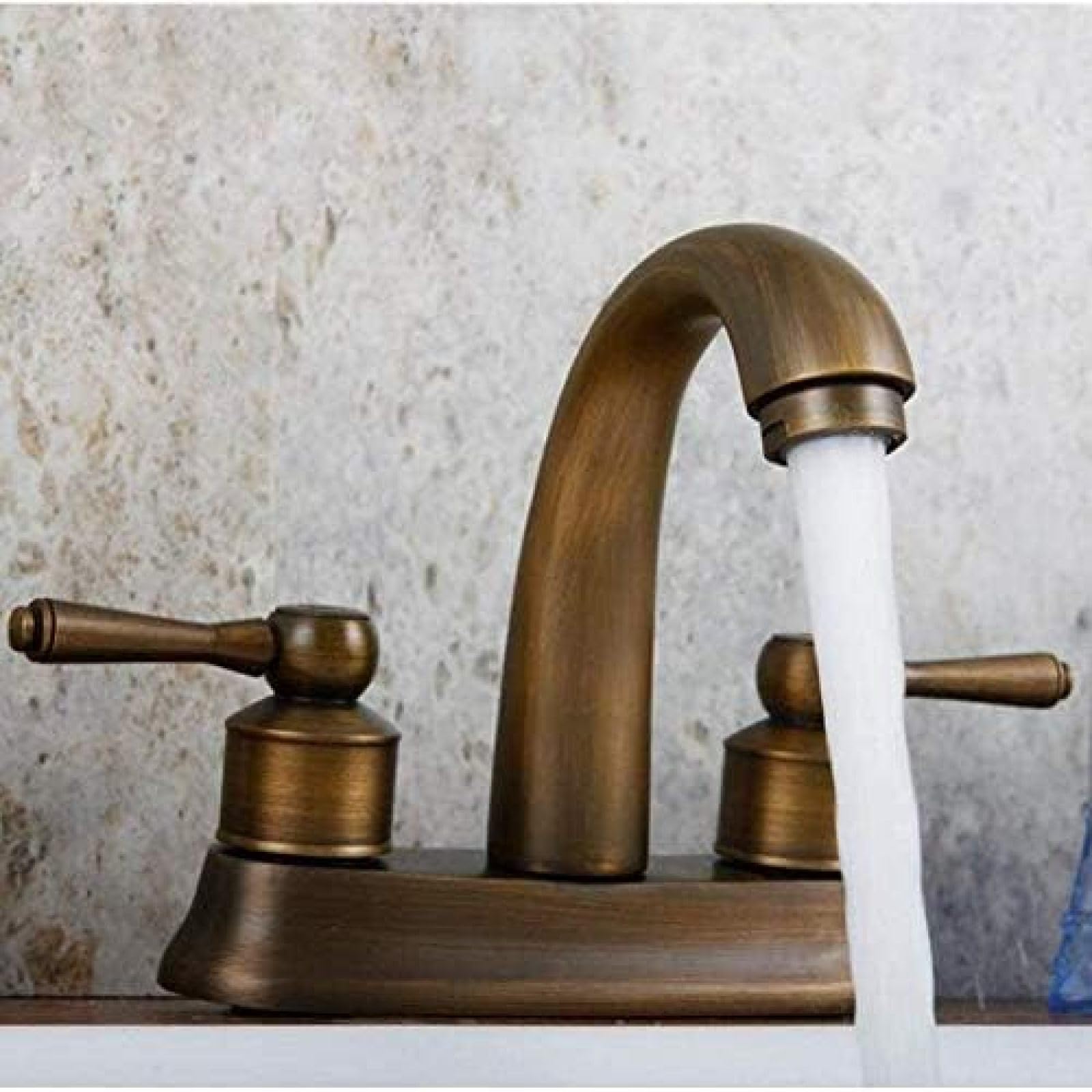 Vintage Brass & Black Deck Mounted Kitchen Sink Faucet - Dual Handle Hot and Cold Water Mixer Tap for Bathroom & Kitchen | Perfect for Farmhouse, RV & Apartment Sinks