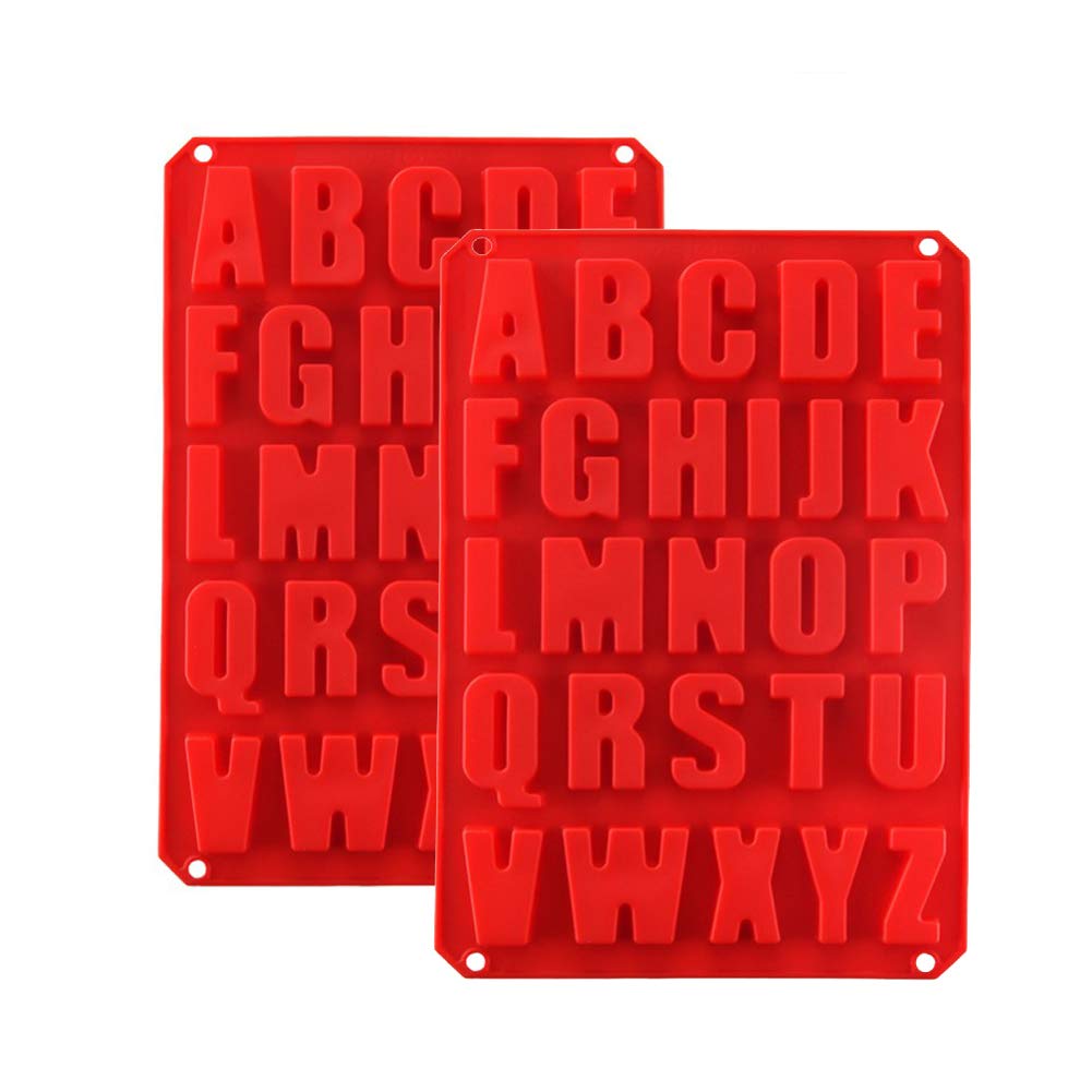 2 Pack Large Silicone Alphabet Letter Molds for Chocolate, Cake Decorating, Resin, Candy & Cookies - BPA Free, Oven Safe, Easy to Clean - Perfect for DIY Baking, Party Treats & Gift Making