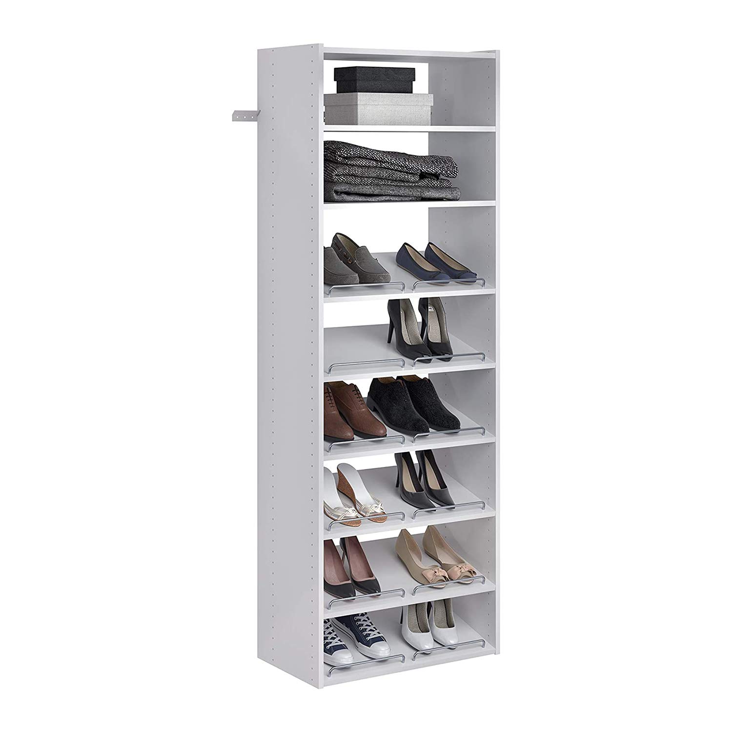 Easy Track Shoe Shelves for Closet Storage - 3 Pack White 24 Inch Shoe Organizer | Perfect for Bedroom, Entryway & Walk-in Closet Organization