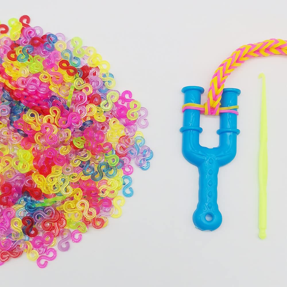 500 Pieces S Clips Loom Rubber Bands - Plastic Connectors Refills for DIY Bracelet Making, Loom Band Kit (Multicolor) - Perfect for Kids Crafts, Friendship Bracelets & Rainbow Loom Creations