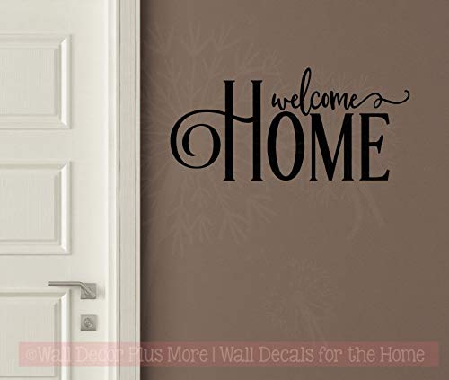 Welcome Home Family Vinyl Wall Decals - 23x11 Inch Black Door Entryway Stickers for Living Room, Bedroom & Nursery Decor
