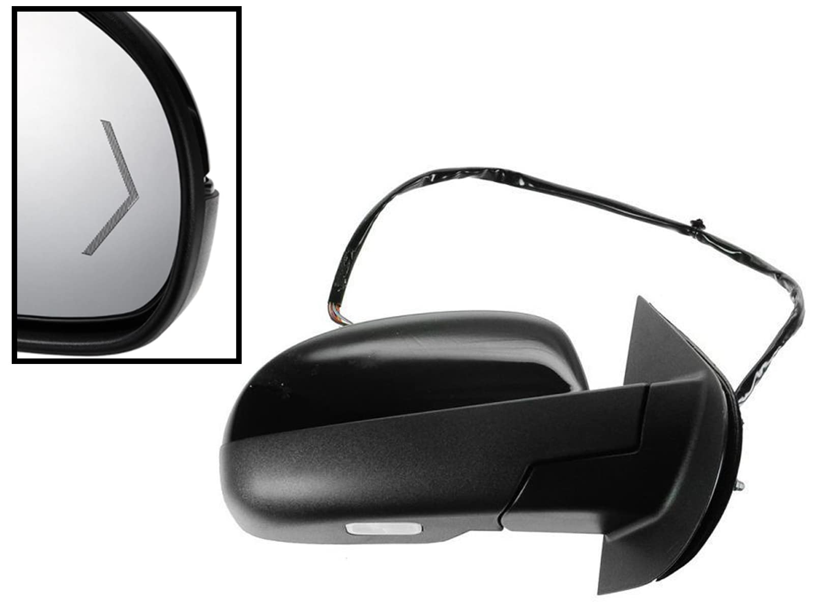 2009-2014 Chevy Silverado Sierra Tahoe Yukon Power Folding Mirror Replacement - Right Passenger Side with LED Turn Signal, Heated Memory, Puddle Light & Black Cover | Perfect for Off-Roading, Towing & Daily Driving