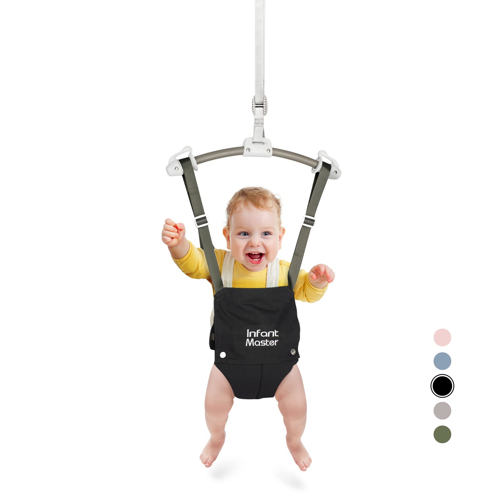 Infant Baby Doorway Jumper - Black & Green Bouncer Activity Center for Active Toddlers | Perfect for Indoor Play & Motor Skill Development