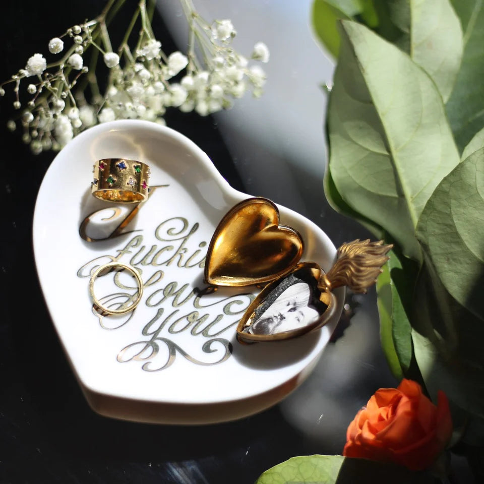 I F**king Love You Heart Dish - Romantic Ceramic Plate for Couples, Valentine's Day Gifts, Anniversary Presents - Perfect for Date Nights, Wedding Decor & Love-Themed Parties