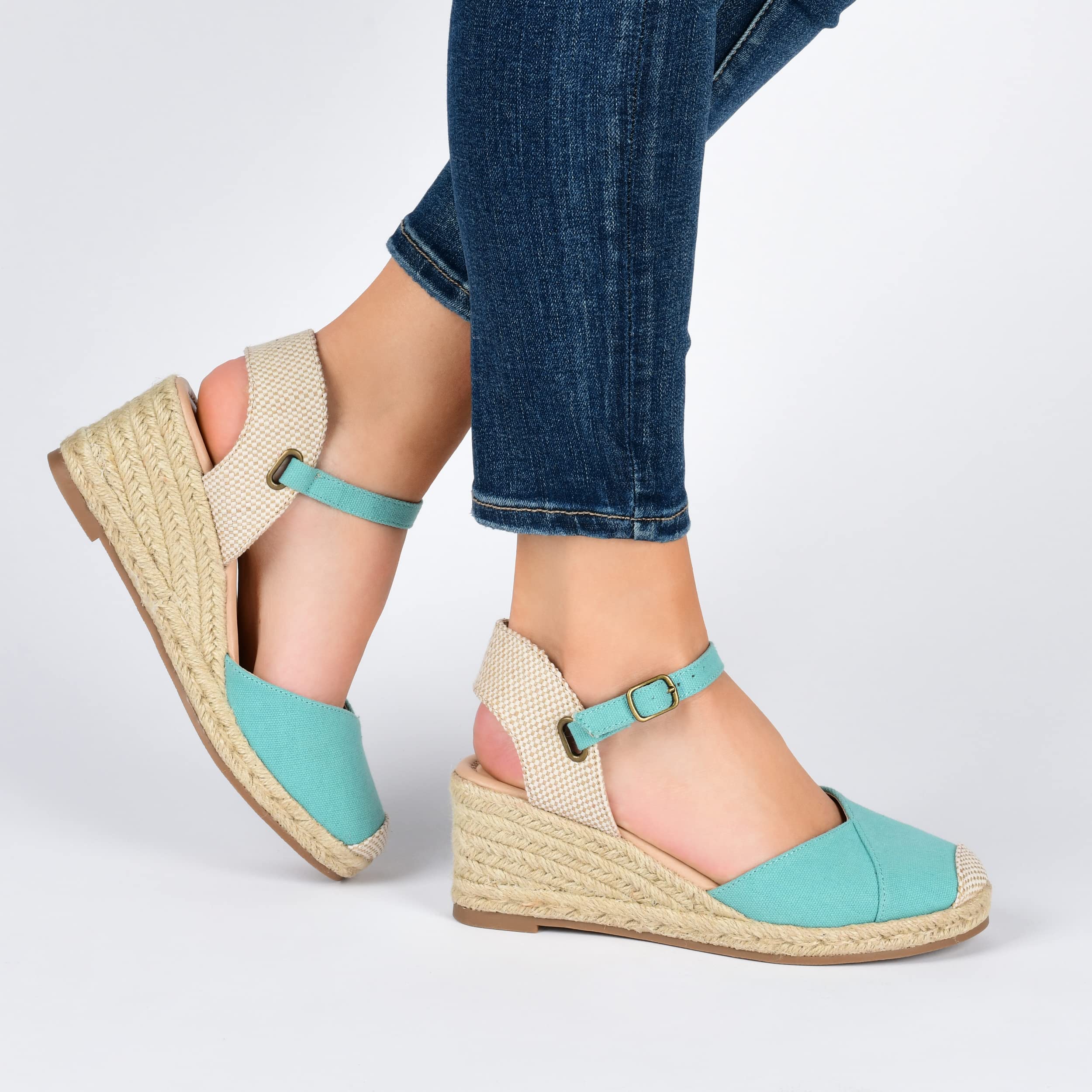 Journee Women's Comfort Foam Ashlyn Espadrille Wedge Sandals - Breathable Summer Casual Shoes for Walking, Beach & Outdoor Activities