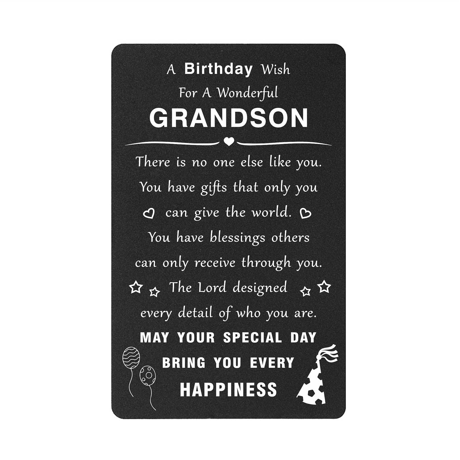 Personalized Metal Engraved Birthday Card for Grandson - Unique Grandson Birthday Gift with Special Message - Perfect for Grandson's Milestone Birthday, Graduation or Special Occasion