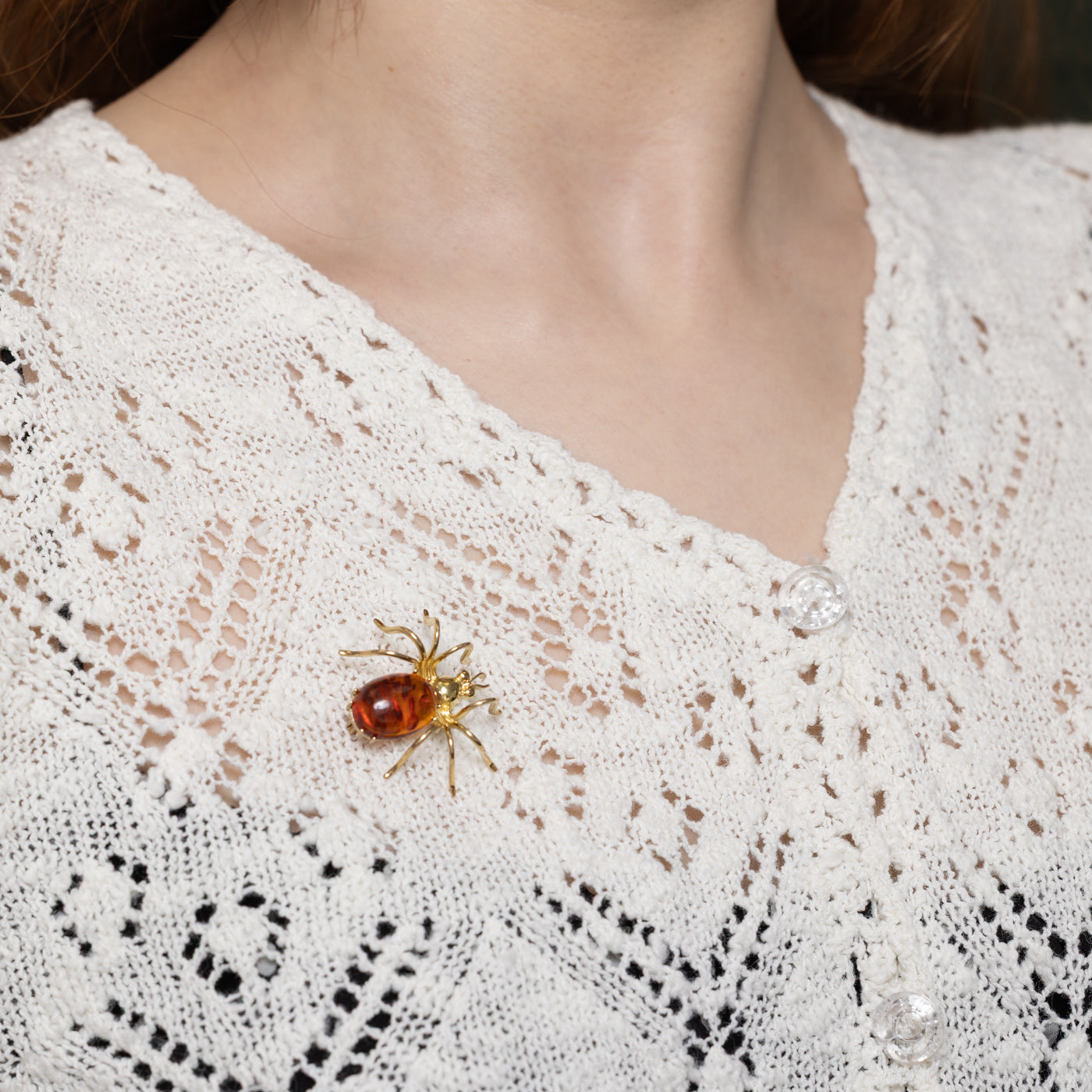 Vintage Amber Spider Brooch - 5.00ct Natural Baltic Amber Jewelry - Handcrafted Vintage Spider Pin for Women - Perfect for Halloween Costume, Gothic Fashion & Jewelry Collection