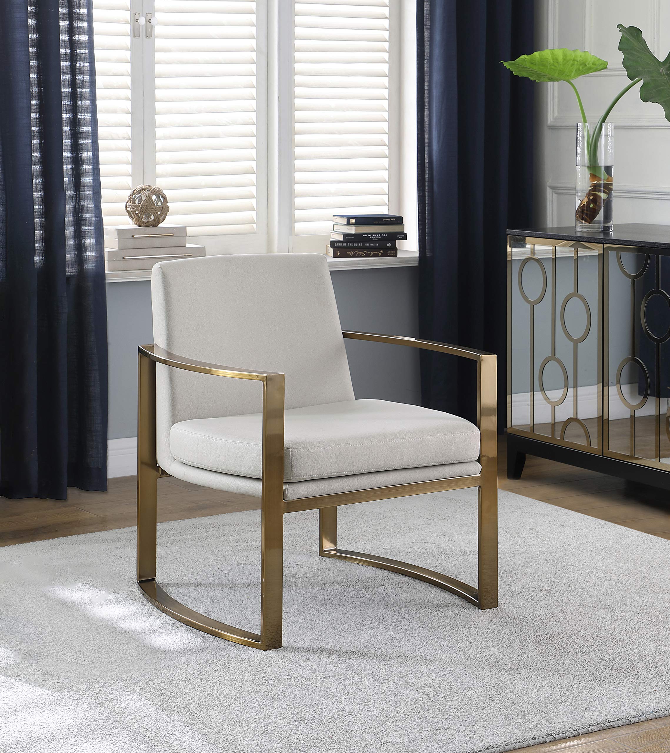 Coaster Furniture Accent Chair - Cream & Bronze Upholstered Living Room Chair 903048 | Perfect for Home Office, Lounge & Reading Nook