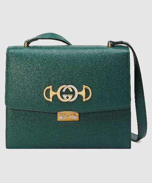 Gucci Zumi Small Shoulder Bag in Grainy Leather - Green Crossbody Purse for Women | Perfect for Work, Travel & Evening Events