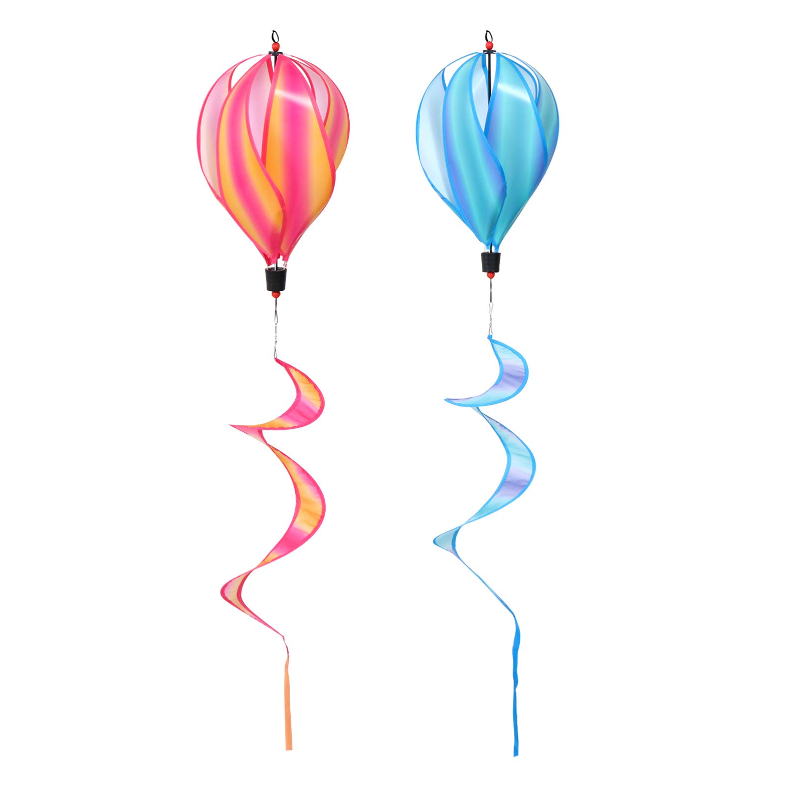 Toddmomy Hot Air Balloon Pinwheel 2Pcs - Colorful Rainbow Wind Spinner for Yard, Garden & Outdoor Decor - Perfect for Patio, Lawn & Backyard Parties