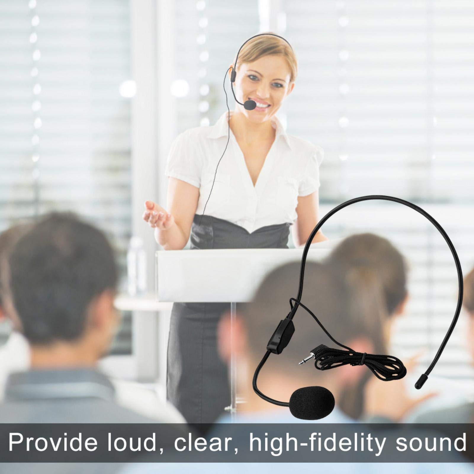 Professional 3.5mm Wired Headset Microphone with 1.0V-10V Amplifier - Lightweight High Fidelity Sound for TV Presenters, Broadcasters & Singers - Perfect for Live Streaming, Podcasting, and Studio Recording