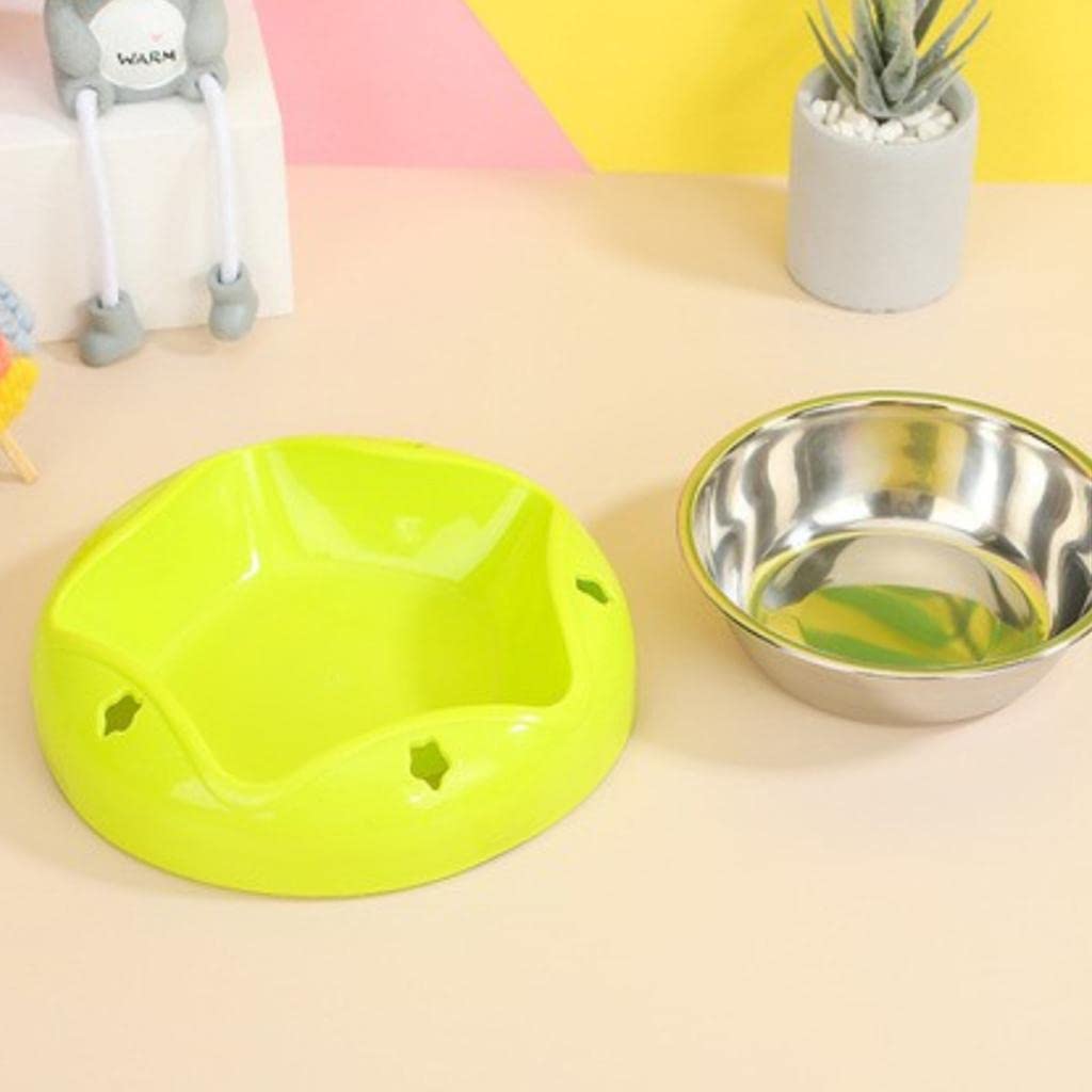 Stainless Steel Pet Bowl for Dogs & Cats - Non-Slip Travel Food Dish for Puppy Outdoor Feeding - Durable Yellow Pet Food Container | Perfect for Home, Travel, Camping & Hiking