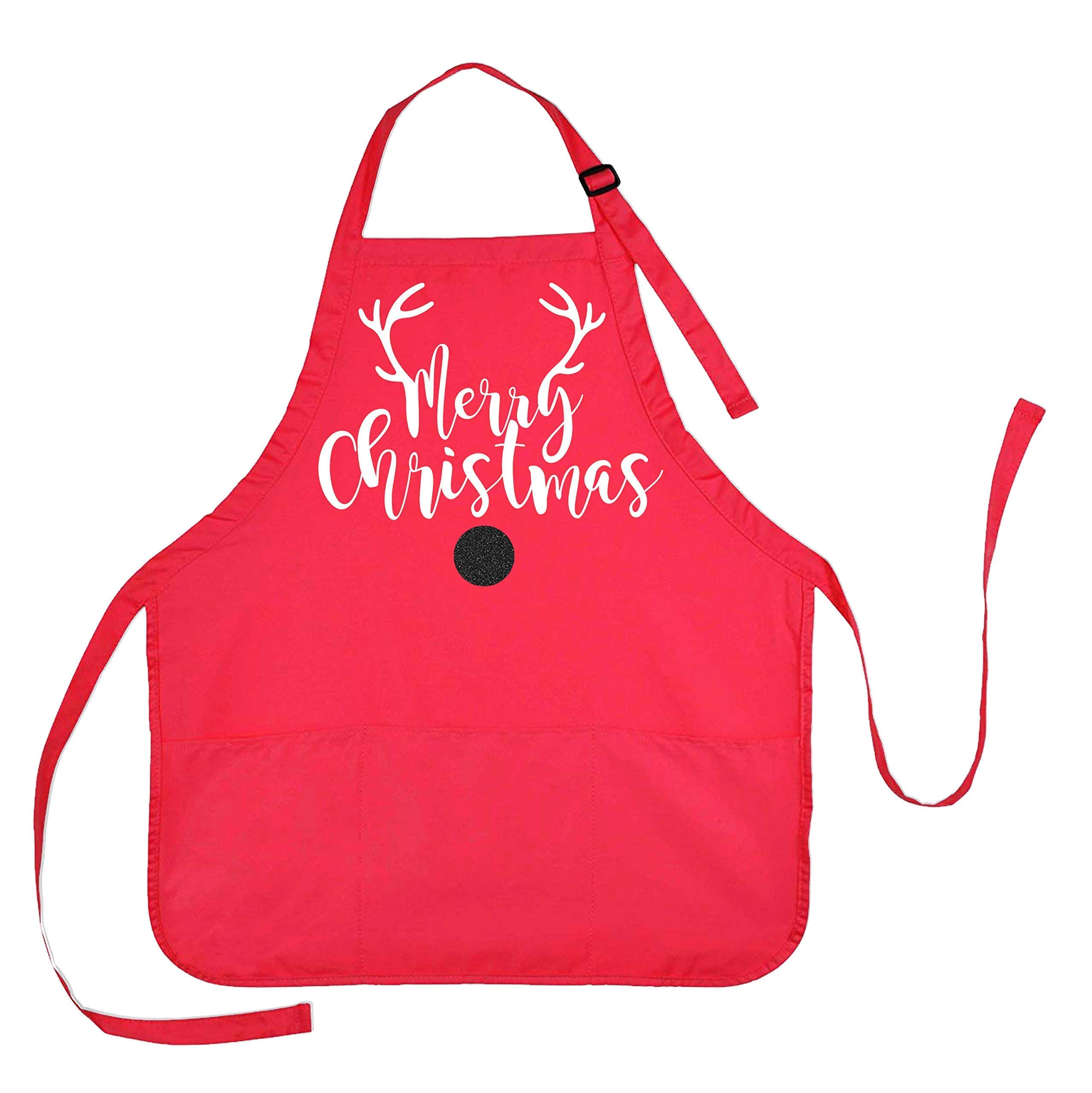 Festive Christmas Reindeer Cooking Apron - Holiday Kitchen Apron for Baking & Cooking - Perfect Christmas Gift for Chefs & Bakers - Ideal for Holiday Parties & Family Gatherings
