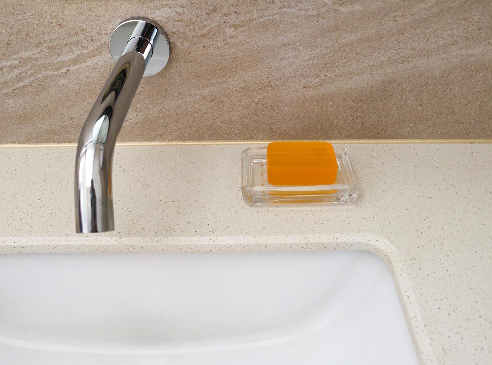 Premium Clear Glass Soap Dish - Heavy Duty Bathroom & Kitchen Soap Holder with Drainage Holes - Perfect for Showers, Sinks, and Countertop Organization