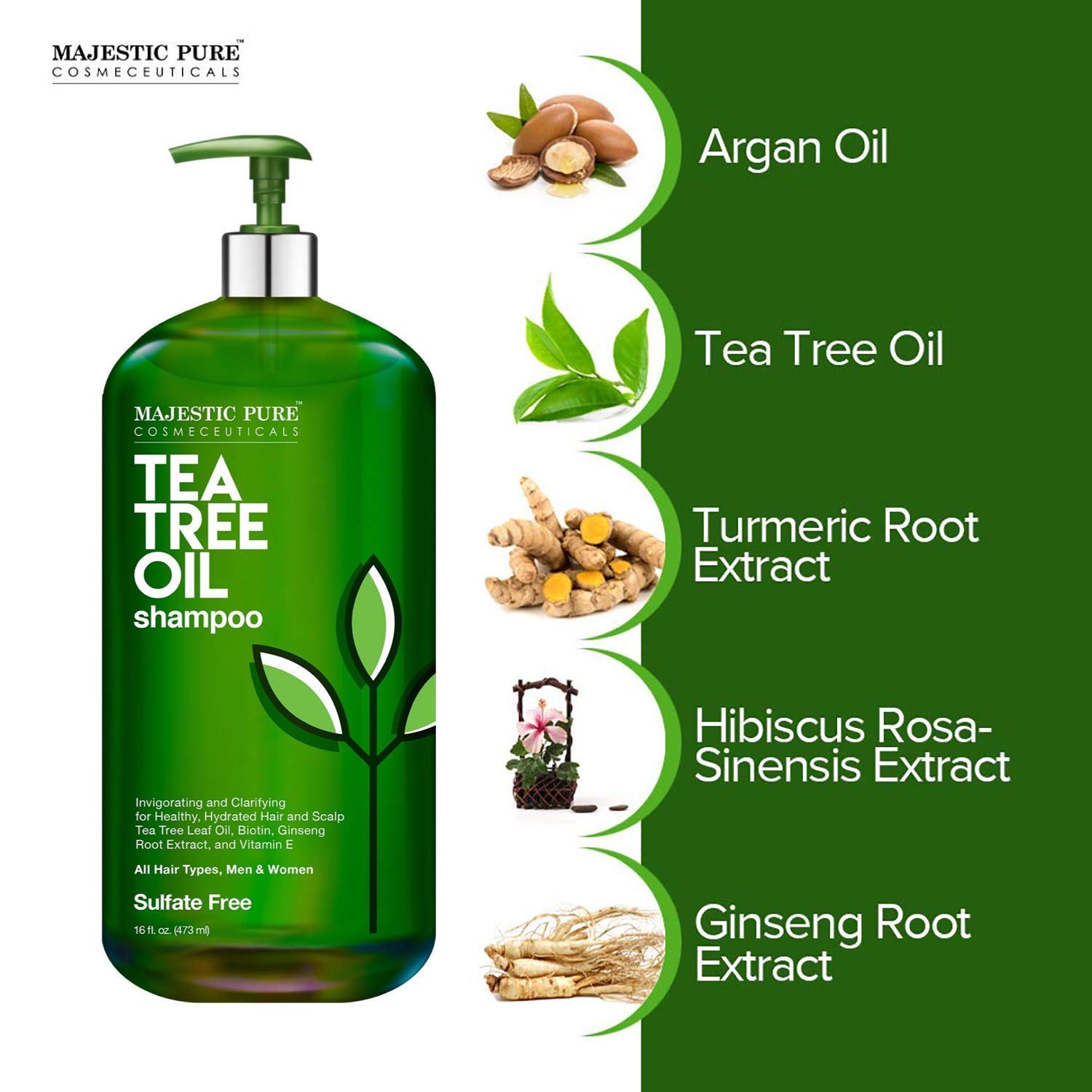 Majestic Pure Tea Tree Oil 4 fl oz & Shampoo Conditioner Set 16 fl oz Bundle - Natural Hair & Scalp Care for Dandruff, Itchy Scalp - Perfect for Daily Hair Wash & Aromatherapy