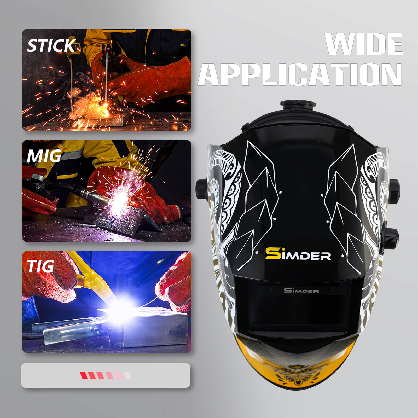 SSimder Auto Darkening Welding Helmet RL 500L with True View Technology - Premium Solar Powered Welder Mask for Arc, MIG, TIG Welding - Ideal for Metal Fabrication, Construction & DIY Projects