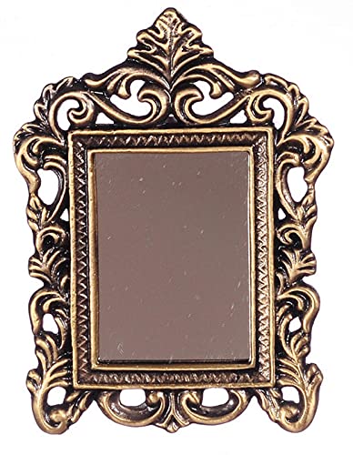 Antique Brass Floral Mirror - Miniature Dollhouse Decor for Victorian & Shabby Chic Rooms - Perfect for DIY Crafts, Home Decor, and Dollhouse Accessories