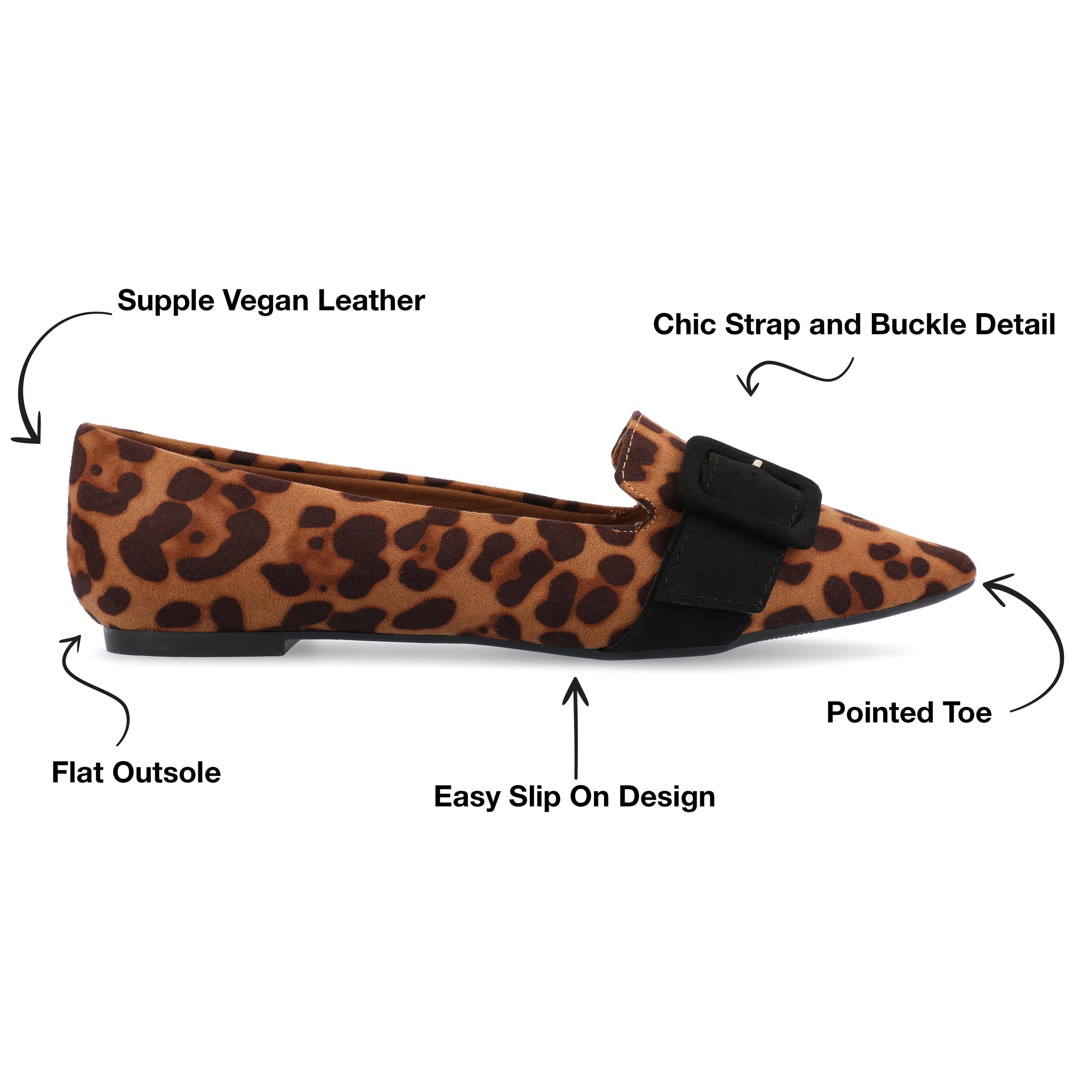 Journee Collection Women's Flats - Comfortable Ballet Shoes for Work & Casual Wear | Slip-On Loafers for Office, Travel & Everyday Use