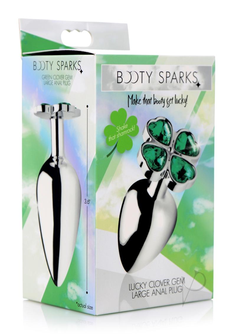 Lucky Clover Gem Large Anal Plug - Green Jeweled Butt Plug for Women & Men - Perfect for Sensual Play, BDSM, and Couples' Intimacy