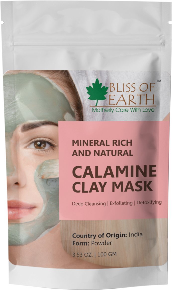 **Bliss of Earth 100% Pure Pink Calamine Clay Powder - 3 Pack (100g Each) for Acne, Eczema & Skin Detox - Perfect for DIY Face Masks & Natural Skincare**