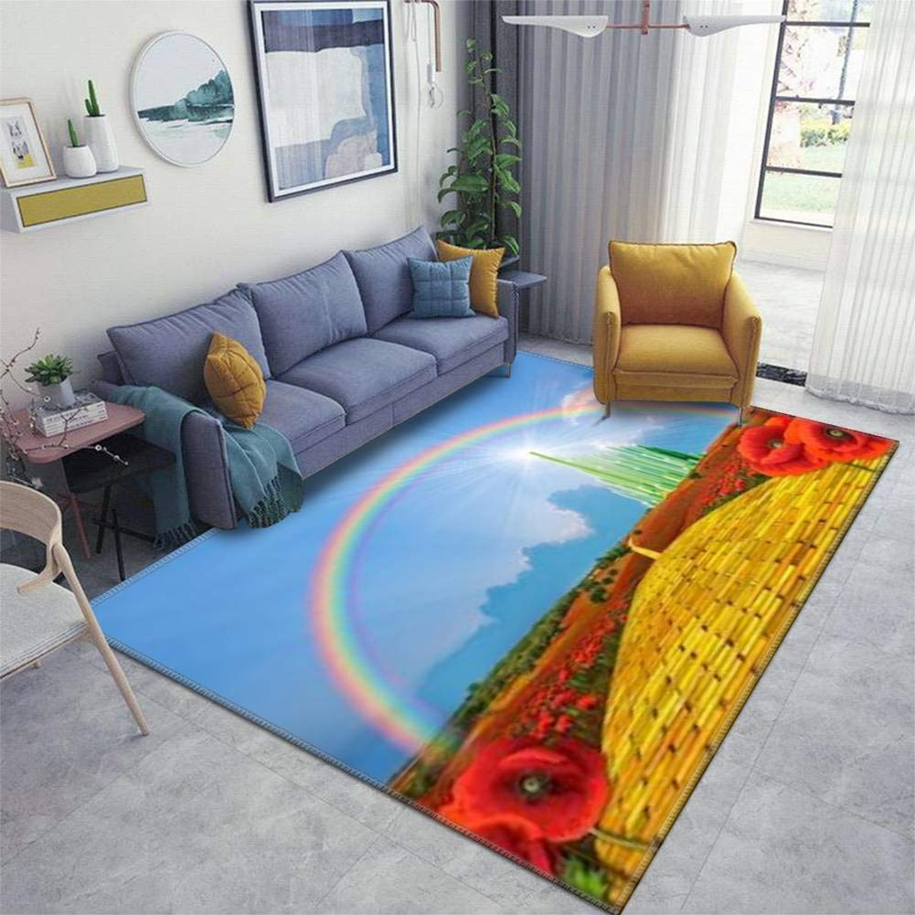 Yellow Brick Road Oz Emerald City Area Rug - Non-Slip Soft Floor Mat for Living Room, Nursery, Indoor & Outdoor Use - Perfect as Door Mat, Table Blanket or Runner Carpet