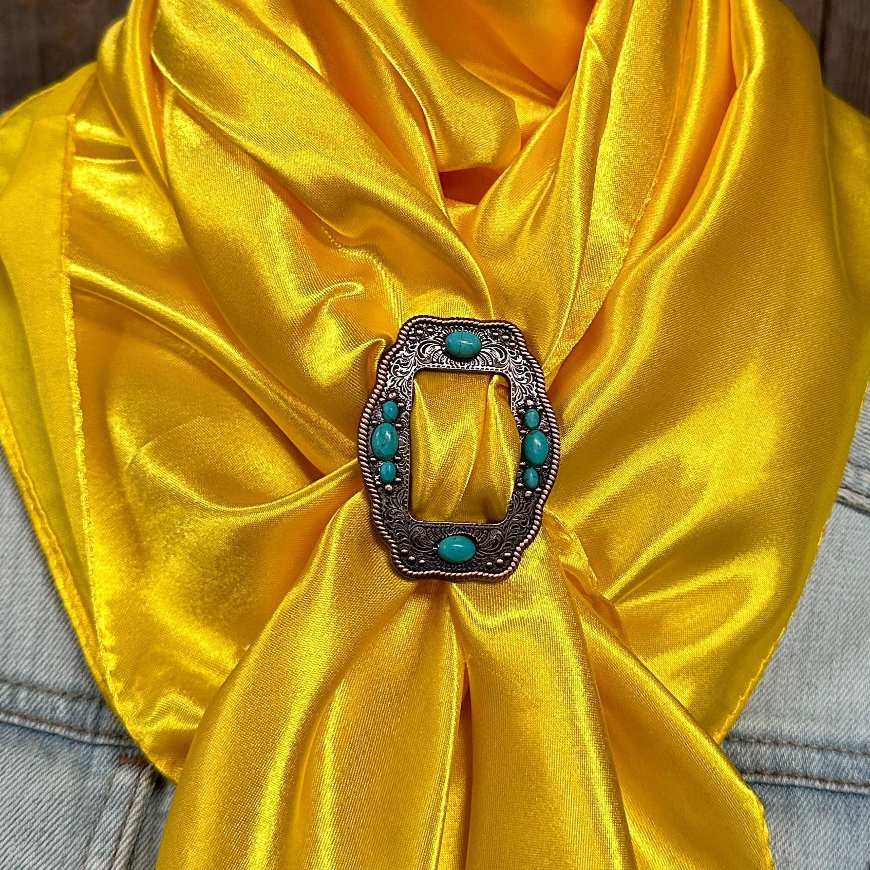 35X35 Solid Yellow Wild Rag Scarf - WRS23 Buckle Wild Rag Slides for Cowboy, Cowgirl & Western Fashion - Perfect for Rodeo, Horse Riding & Outdoor Adventures