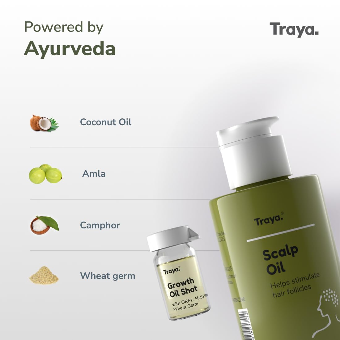 Traya Hair Growth Scalp Oil with Coconut Oil, Bhringraj Oil, ORPL, Wheat Germ Oil & Camphor | Natural Treatment for Thinning Hair & Scalp Care | Promotes Stronger, Healthier Hair Growth (87ml) | Perfect for Daily Hair Care Routine & Scalp Massage Therapy