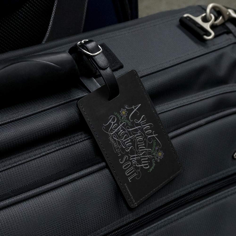 Sweet Friendship Refreshes Soul Leather Luggage Tag - Personalized Rectangle ID Card Holder for Travel Bags & Suitcases - Perfect for Vacation, Business Trips & Gift Giving