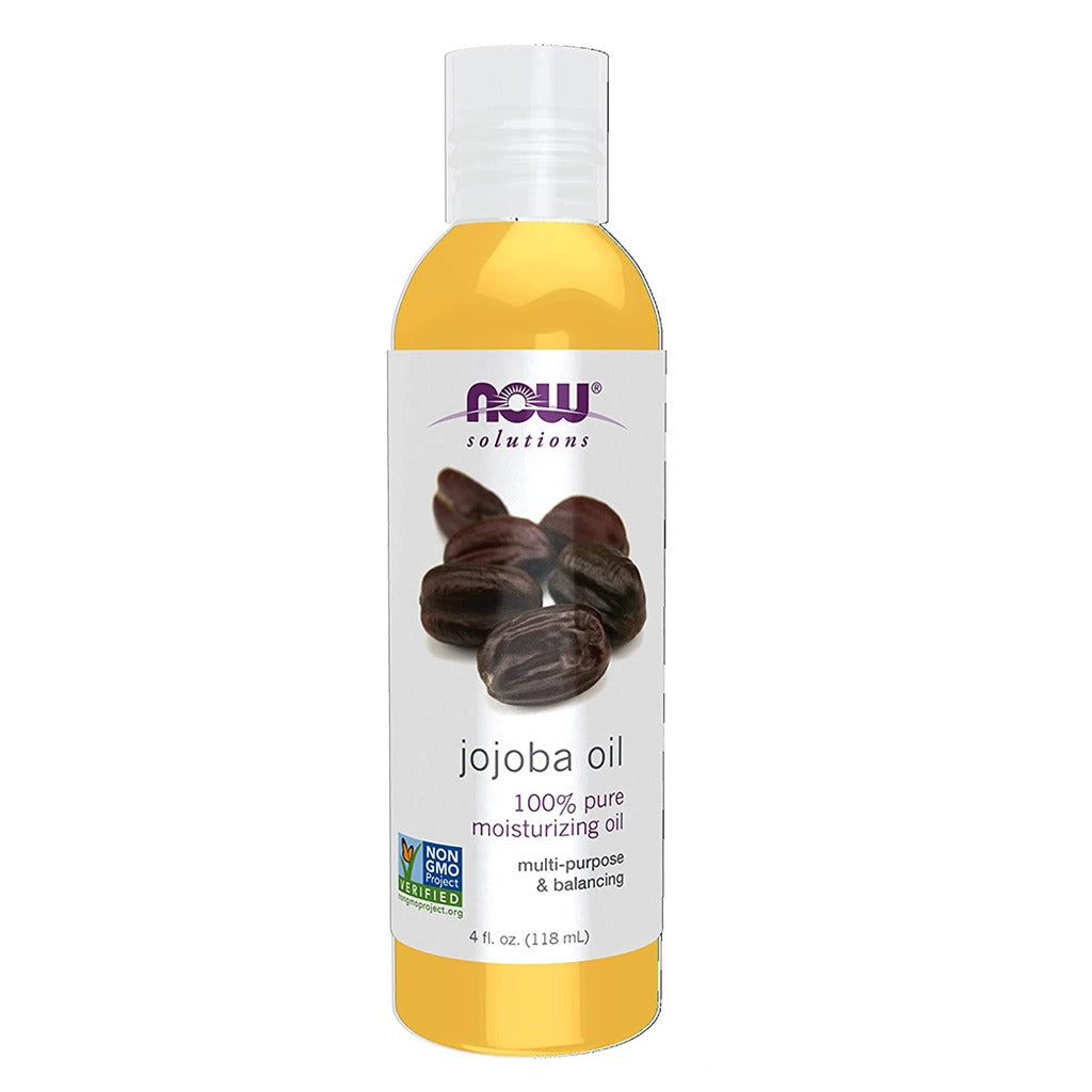 NOW Solutions Pure Jojoba Oil for Skin & Hair - 4oz (118ml) - Natural Moisturizer for Dry Skin, Hair Care, Face & Body Hydration - Perfect for Massage, DIY Beauty & Aromatherapy