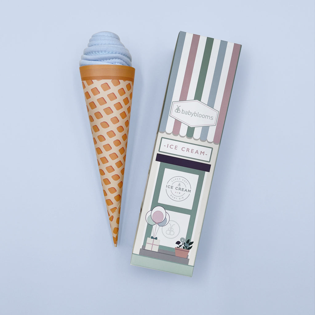 Premium Baby Bib for Ice Cream & Messy Eating - Soft & Absorbent Blue Cornet Design - Perfect for Toddlers, Infants & Kids at Home or Outdoors
