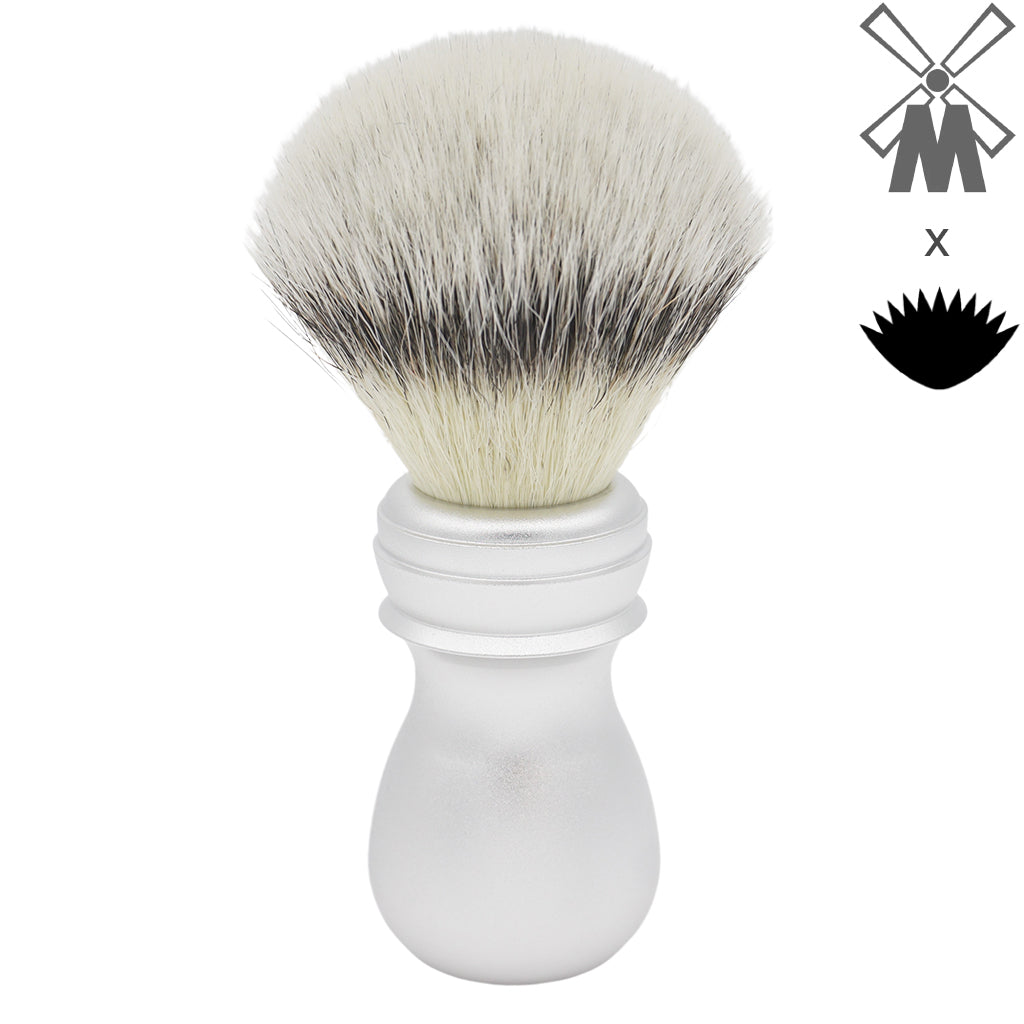 25mm Mühle STF XLarge Synthetic Shaving Brush with AP Shave Co. Alumihandle - Raw Matte Finish for Layered Comfort - Perfect for Wet Shaving & Grooming Routine