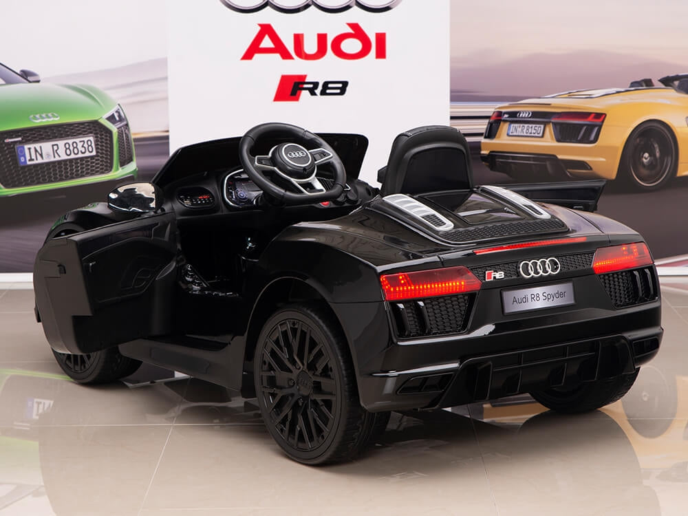 12V Audi R8 Spyder Kids Electric Ride-On Car with Remote Control, R/C Suspension, MP3 & USB Port - Black | Perfect Birthday Gift for Boys & Girls | Indoor & Outdoor Play