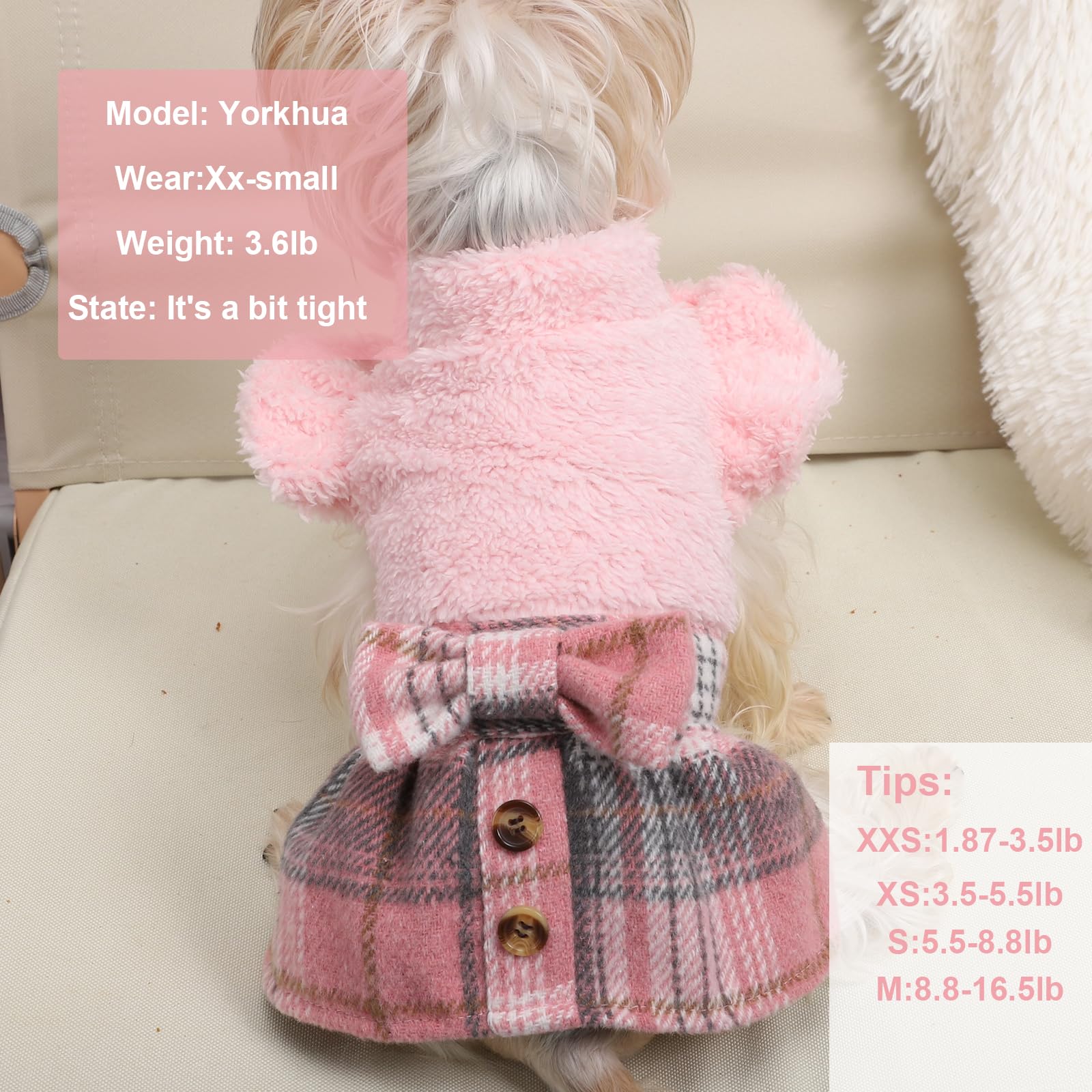 Warm Fleece Dog Sweater for Small Dogs - Soft Winter Puppy Dress for Chihuahua & Yorkie - Cozy Fall Pet Outfit in Pink (Small) | Perfect for Cold Weather Walks & Indoor Comfort