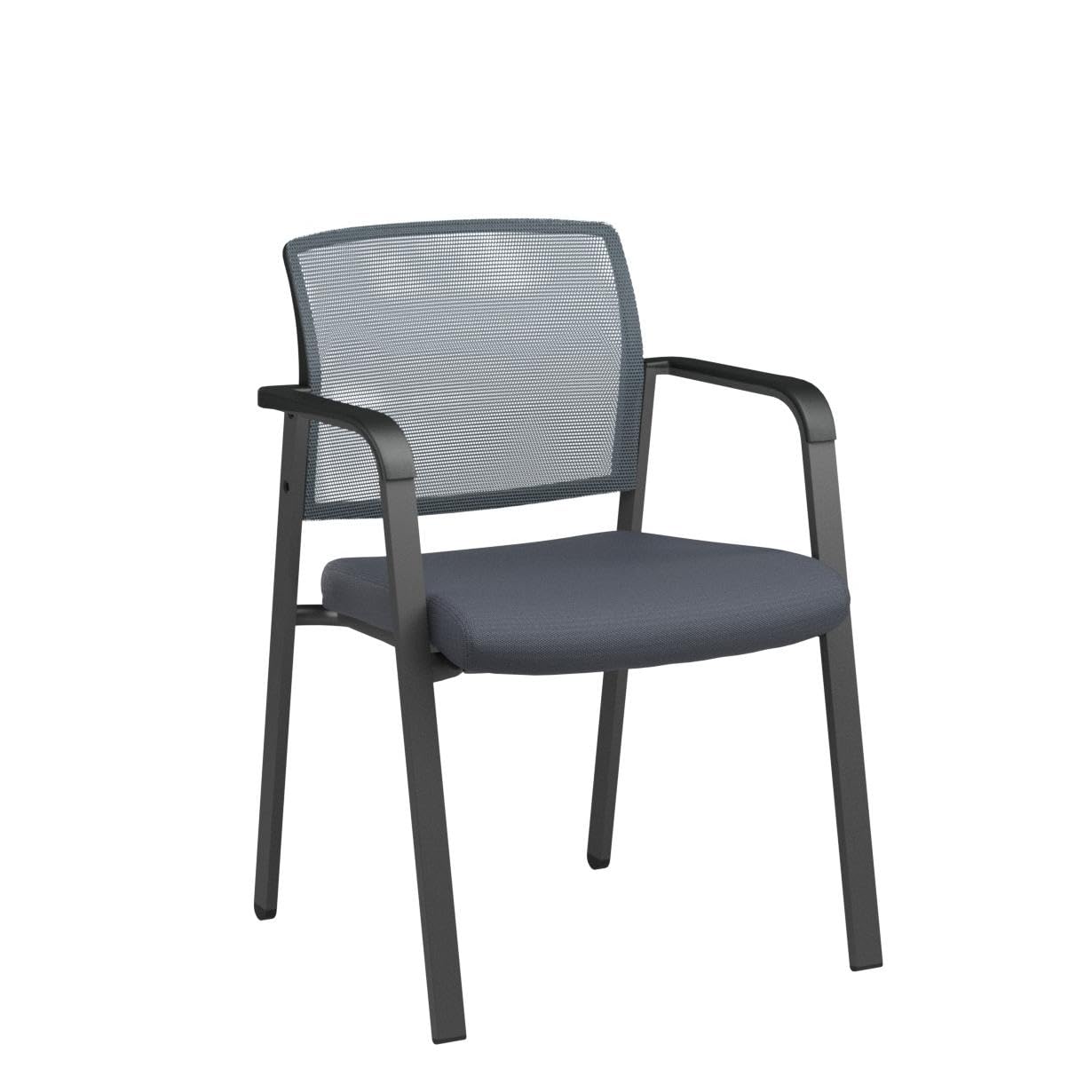 CLATINA Ergonomic Mesh Office Chair with Fabric Seat & Lumbar Support - Stackable Conference Chairs for School, Church, Guest Reception (Set of 4, Gray) - Perfect for Home Office, Conference Rooms & Waiting Areas