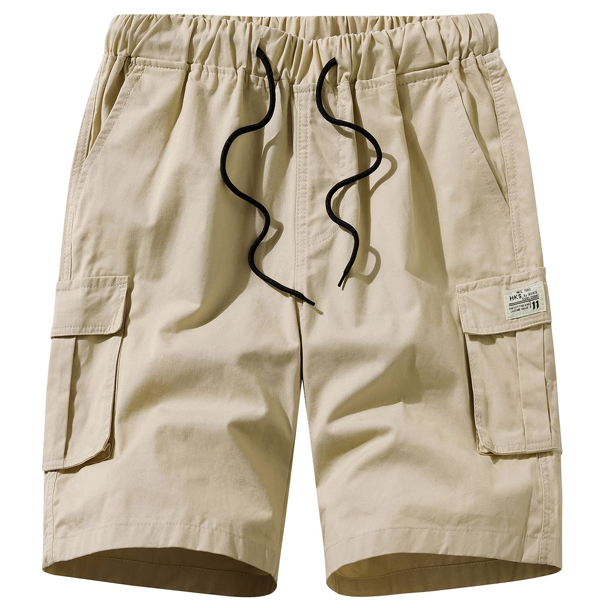MSMSSe Men's Cargo Shorts with Elastic Waist & Drawstring - Breathable Cotton Summer Casual Workout Shorts for Gym, Hiking, and Outdoor Activities
