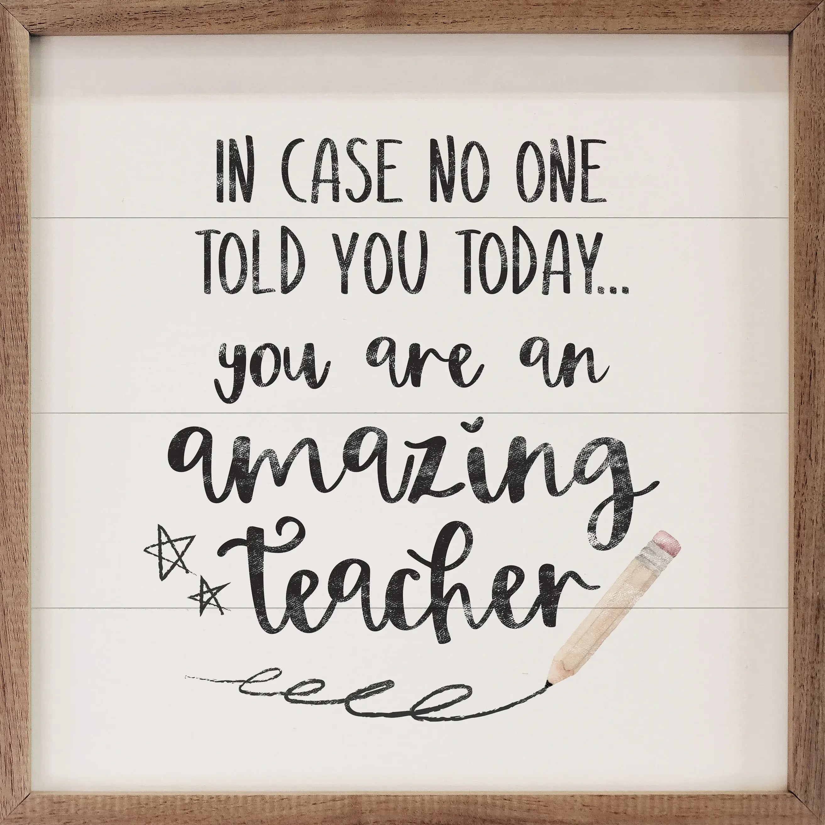 Teacher Appreciation Gift - Wood Framed Star Pencil Print for Classroom Decor, Office Wall Art & School Themed Home Decor