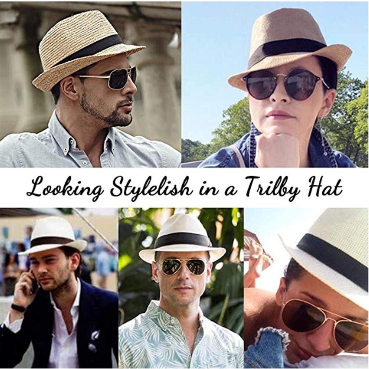 SilverFever Fedora Hat for Men & Women - Stylish Sun & Beach Hat, Derby Panama Summer Hat for Gangster & Cuban Jazz Style - Perfect for Outdoor Events, Parties, and Fashion Accessories